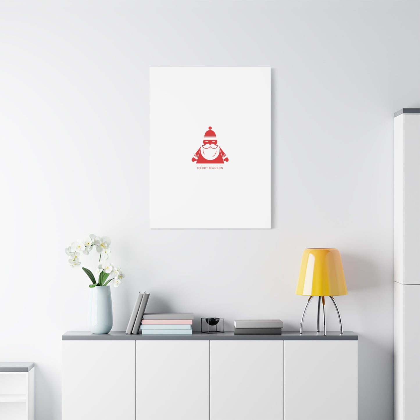 Minimal Santa Graphic Canvas | Modern Santa Graphic, Geometric Christmas Art