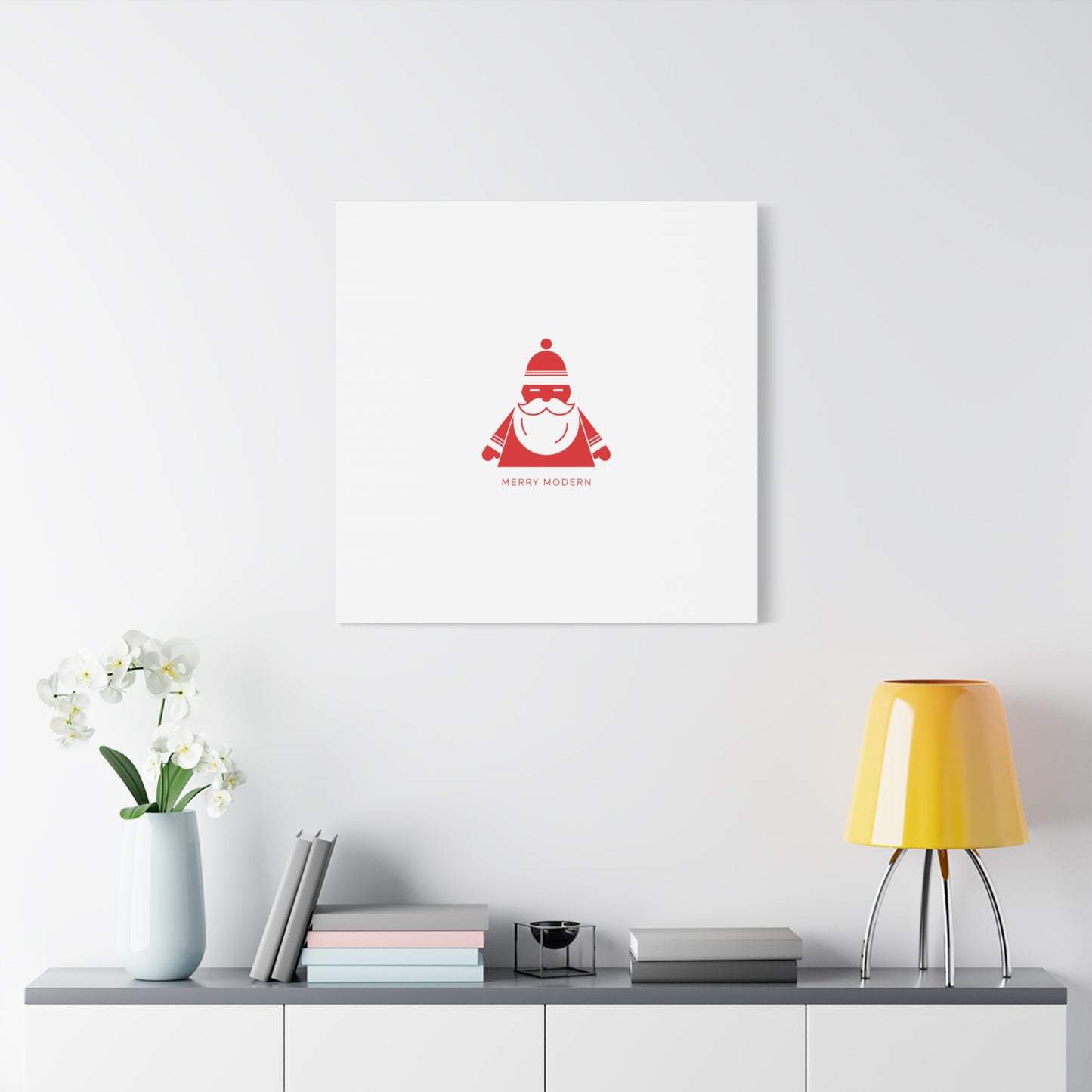 Minimal Santa Graphic Canvas | Modern Santa Graphic, Geometric Christmas Art