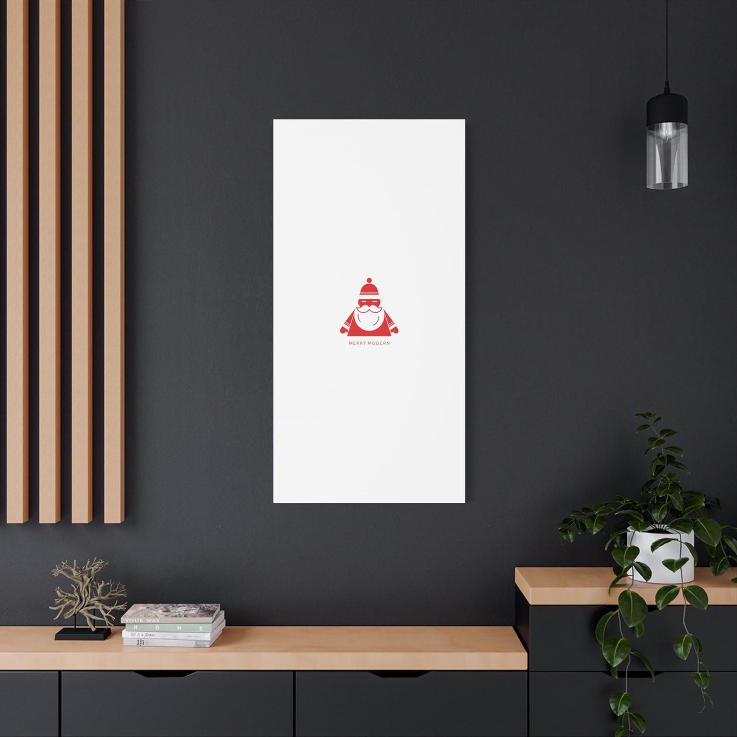 Minimal Santa Graphic Canvas | Modern Santa Graphic, Geometric Christmas Art