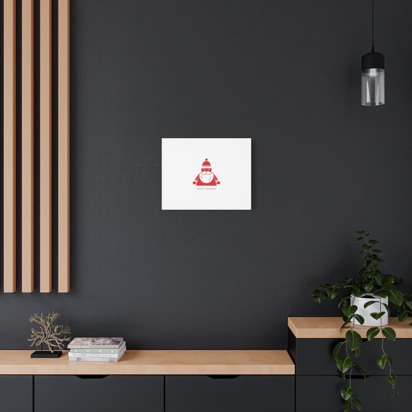 Minimal Santa Graphic Canvas | Modern Santa Graphic, Geometric Christmas Art