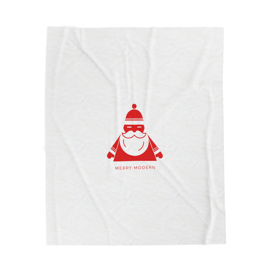 Minimal Geometric Santa Velveteen Plush Blanket | modern santa graphic, minimal santa