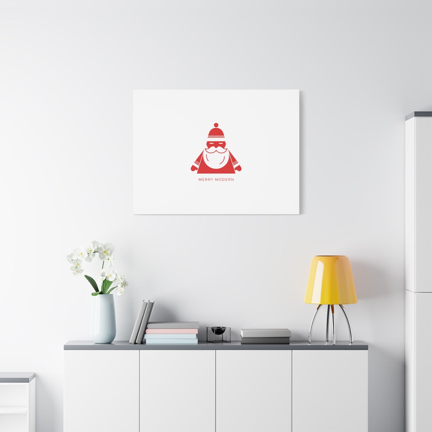 Minimal Santa Graphic Canvas | Modern Santa Graphic, Geometric Christmas Art