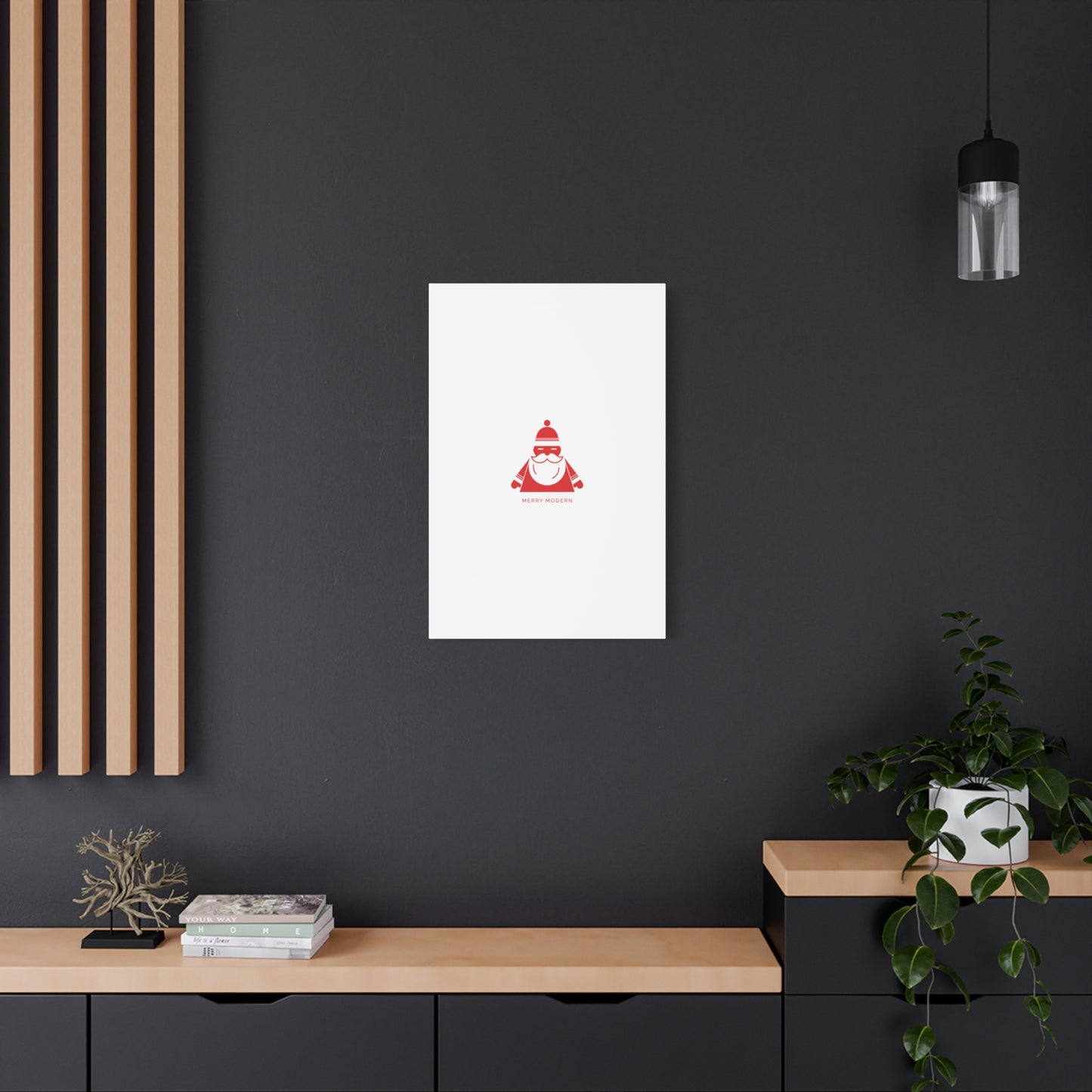 Minimal Santa Graphic Canvas | Modern Santa Graphic, Geometric Christmas Art
