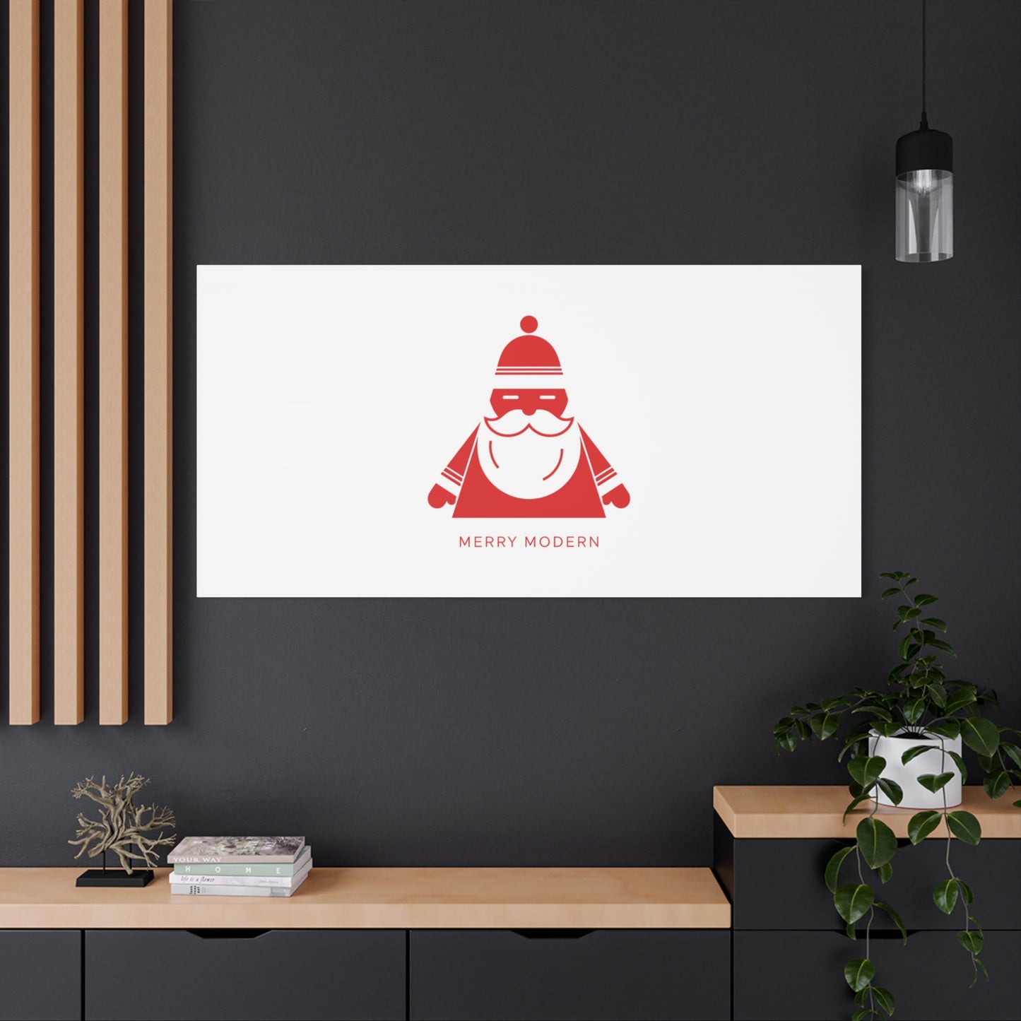 Minimal Santa Graphic Canvas | Modern Santa Graphic, Geometric Christmas Art