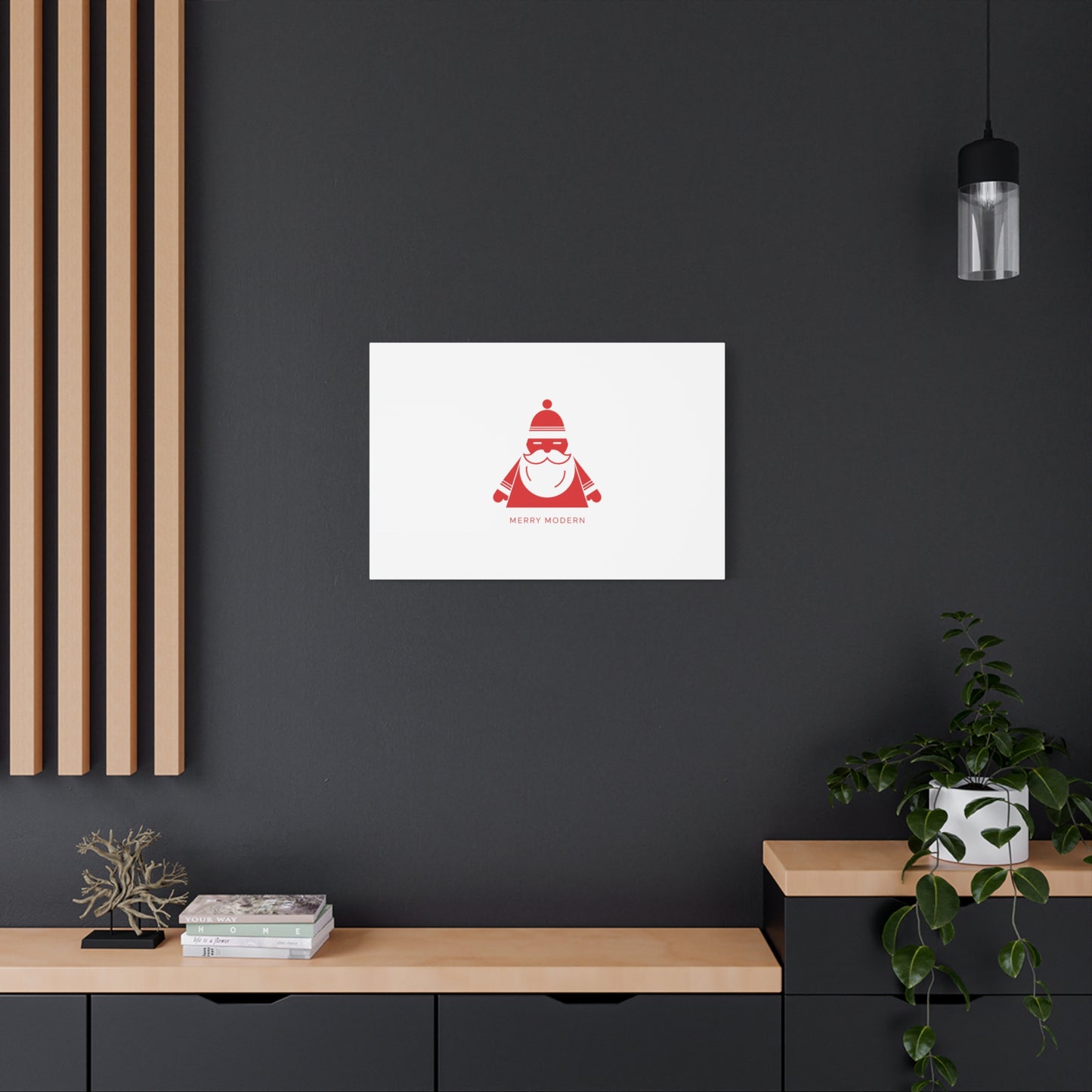 Minimal Santa Graphic Canvas | Modern Santa Graphic, Geometric Christmas Art