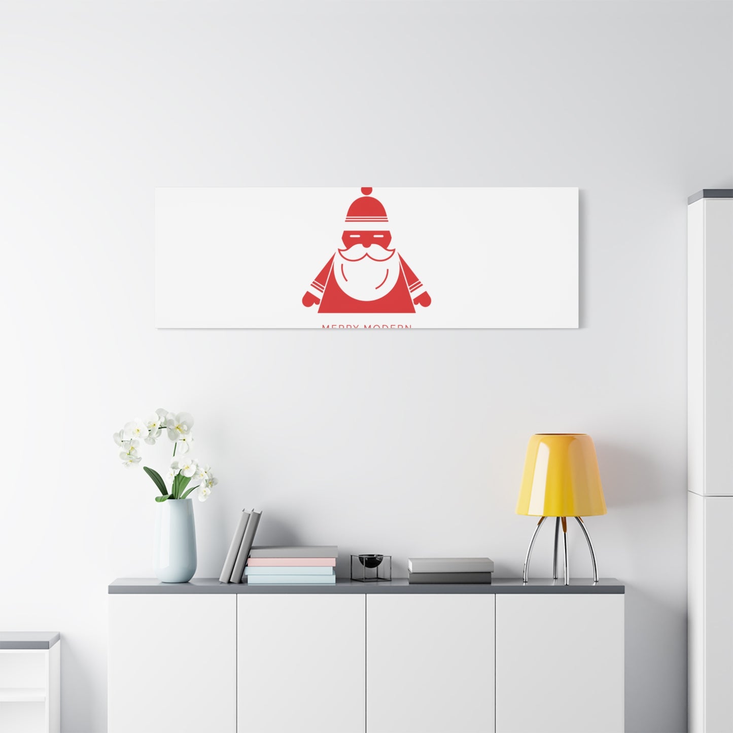 Minimal Santa Graphic Canvas | Modern Santa Graphic, Geometric Christmas Art