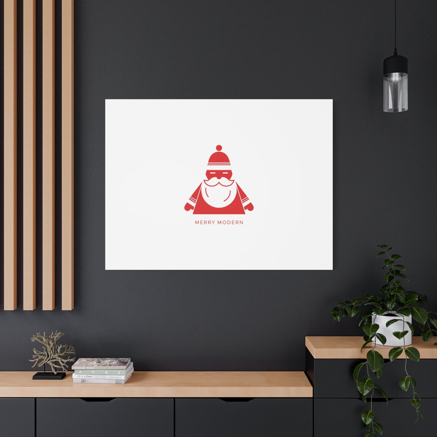 Minimal Santa Graphic Canvas | Modern Santa Graphic, Geometric Christmas Art