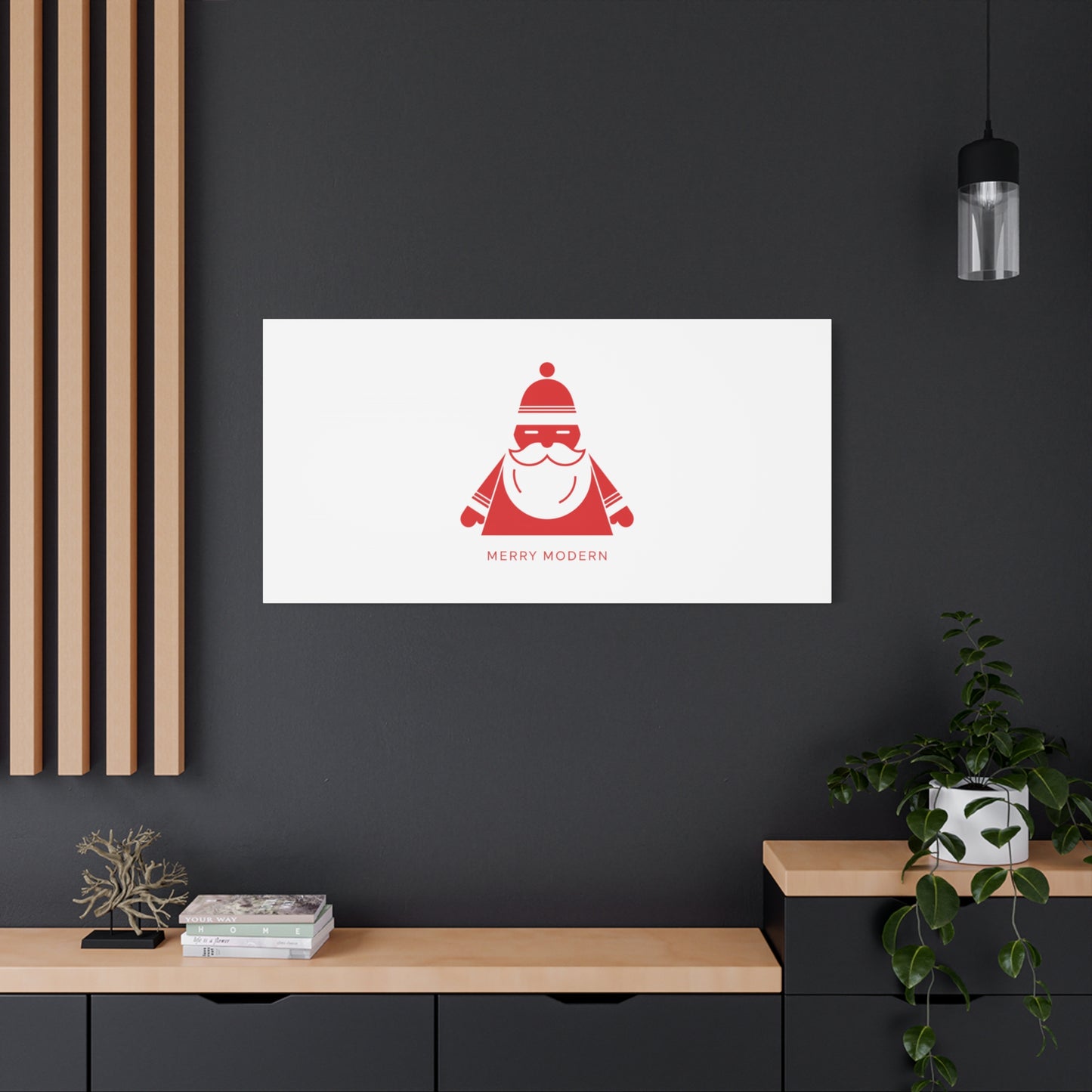 Minimal Santa Graphic Canvas | Modern Santa Graphic, Geometric Christmas Art