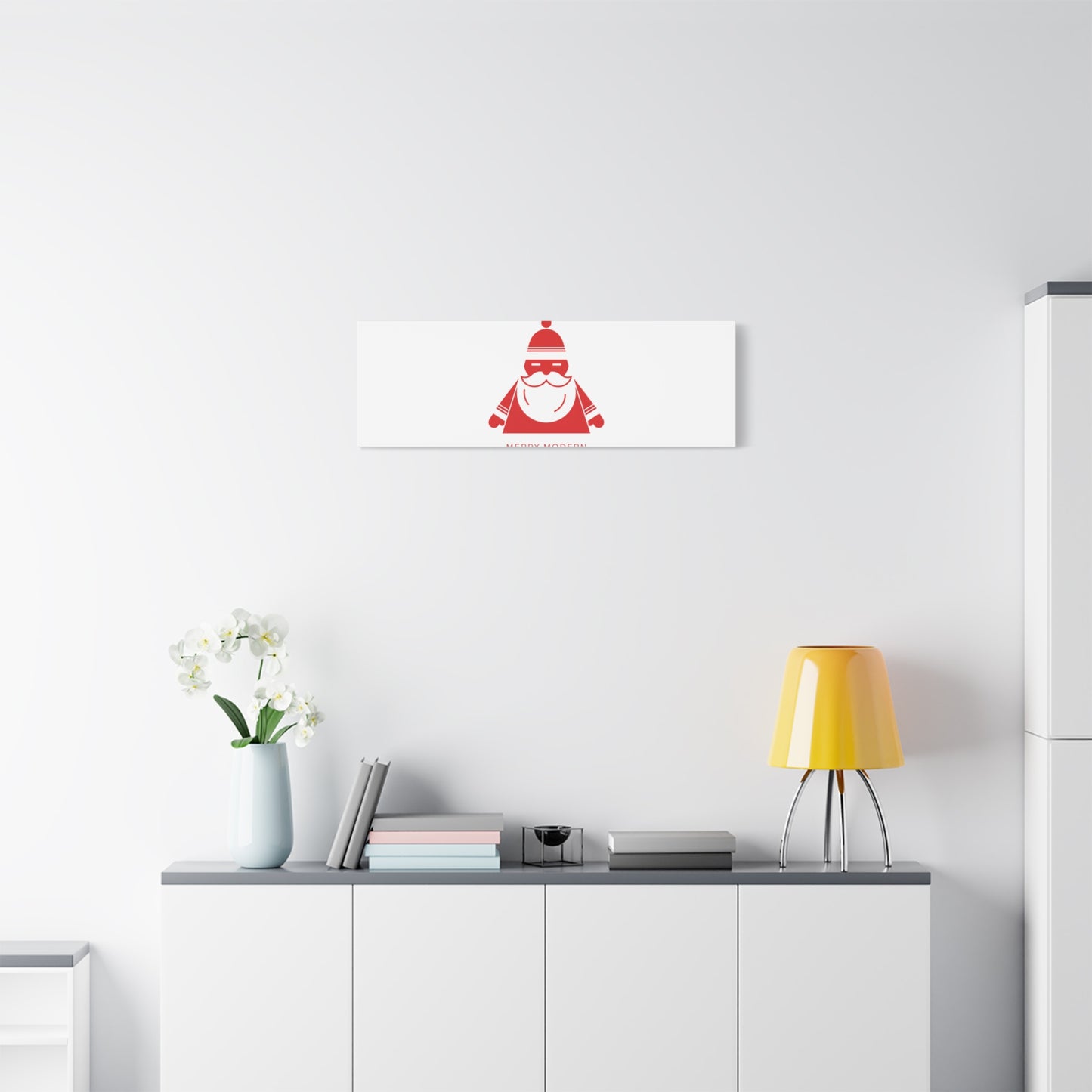 Minimal Santa Graphic Canvas | Modern Santa Graphic, Geometric Christmas Art
