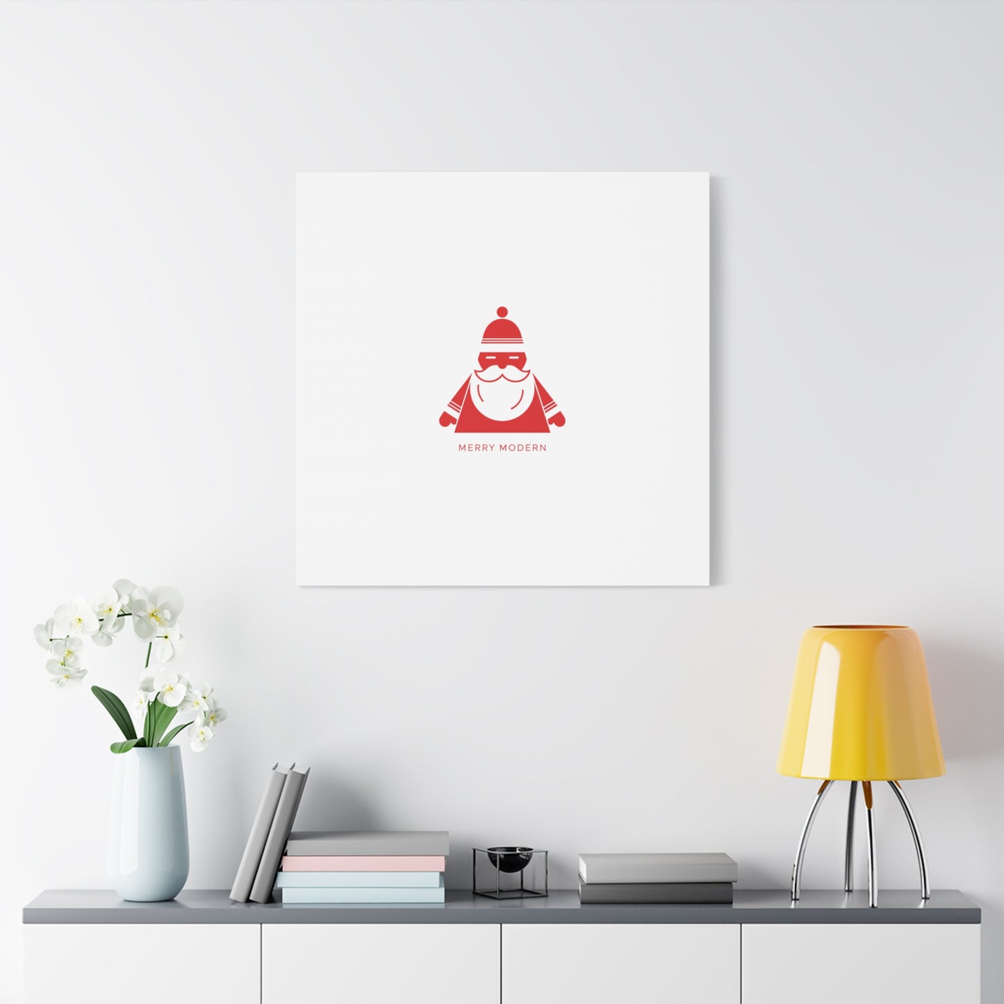 Minimal Santa Graphic Canvas | Modern Santa Graphic, Geometric Christmas Art