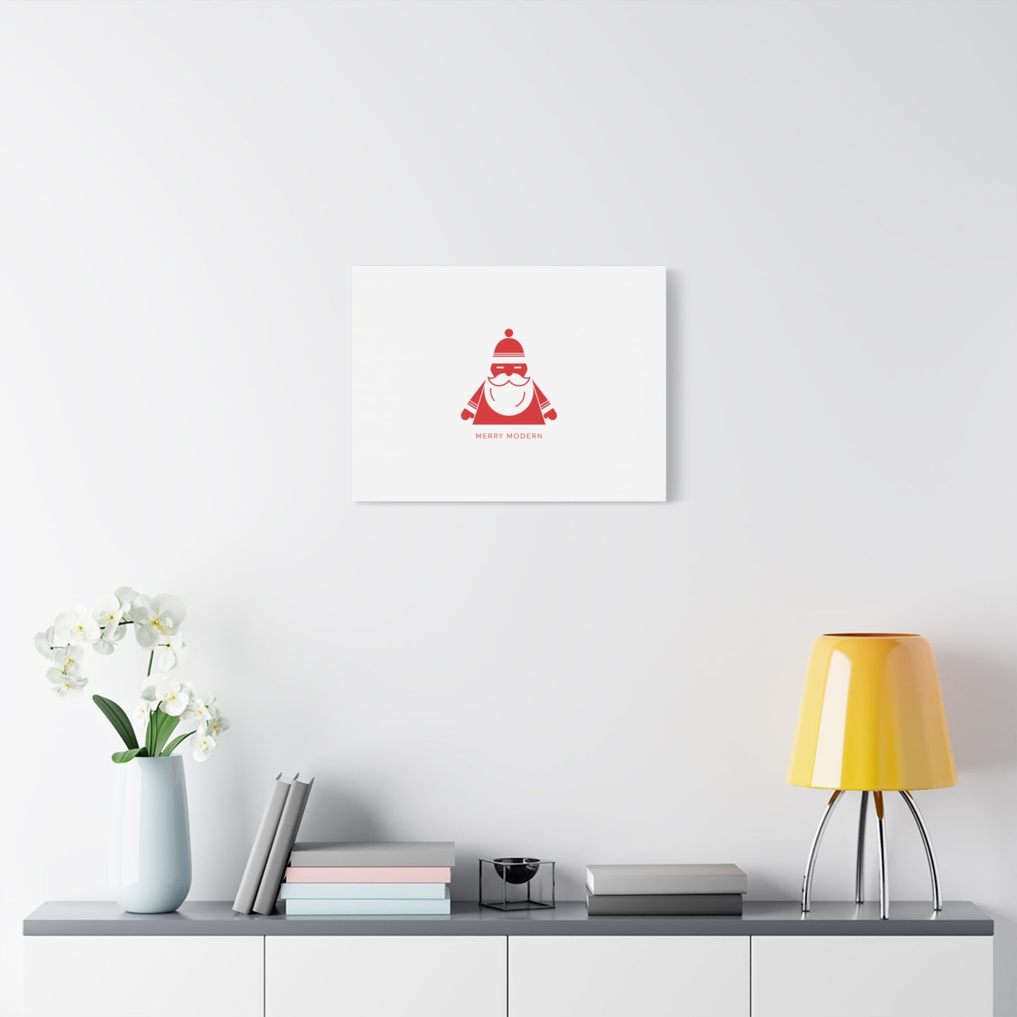 Minimal Santa Graphic Canvas | Modern Santa Graphic, Geometric Christmas Art