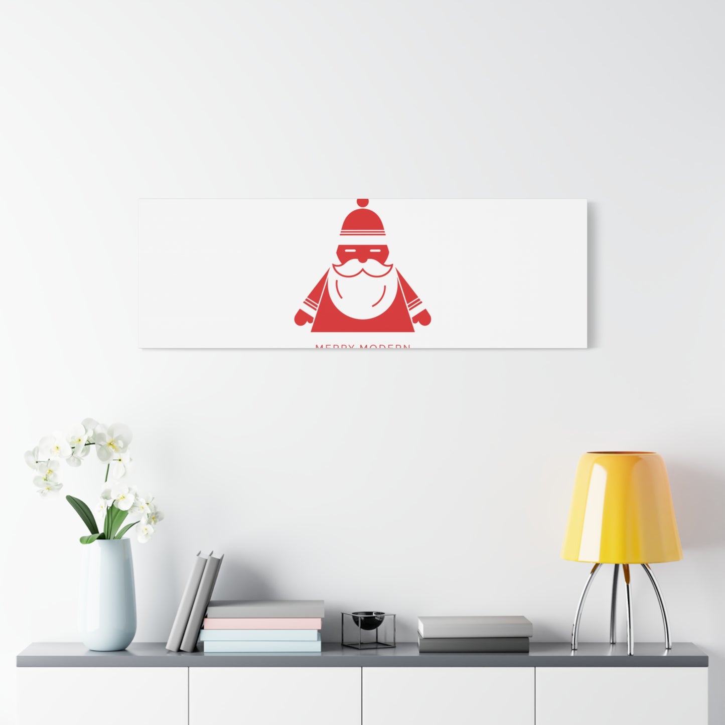 Minimal Santa Graphic Canvas | Modern Santa Graphic, Geometric Christmas Art