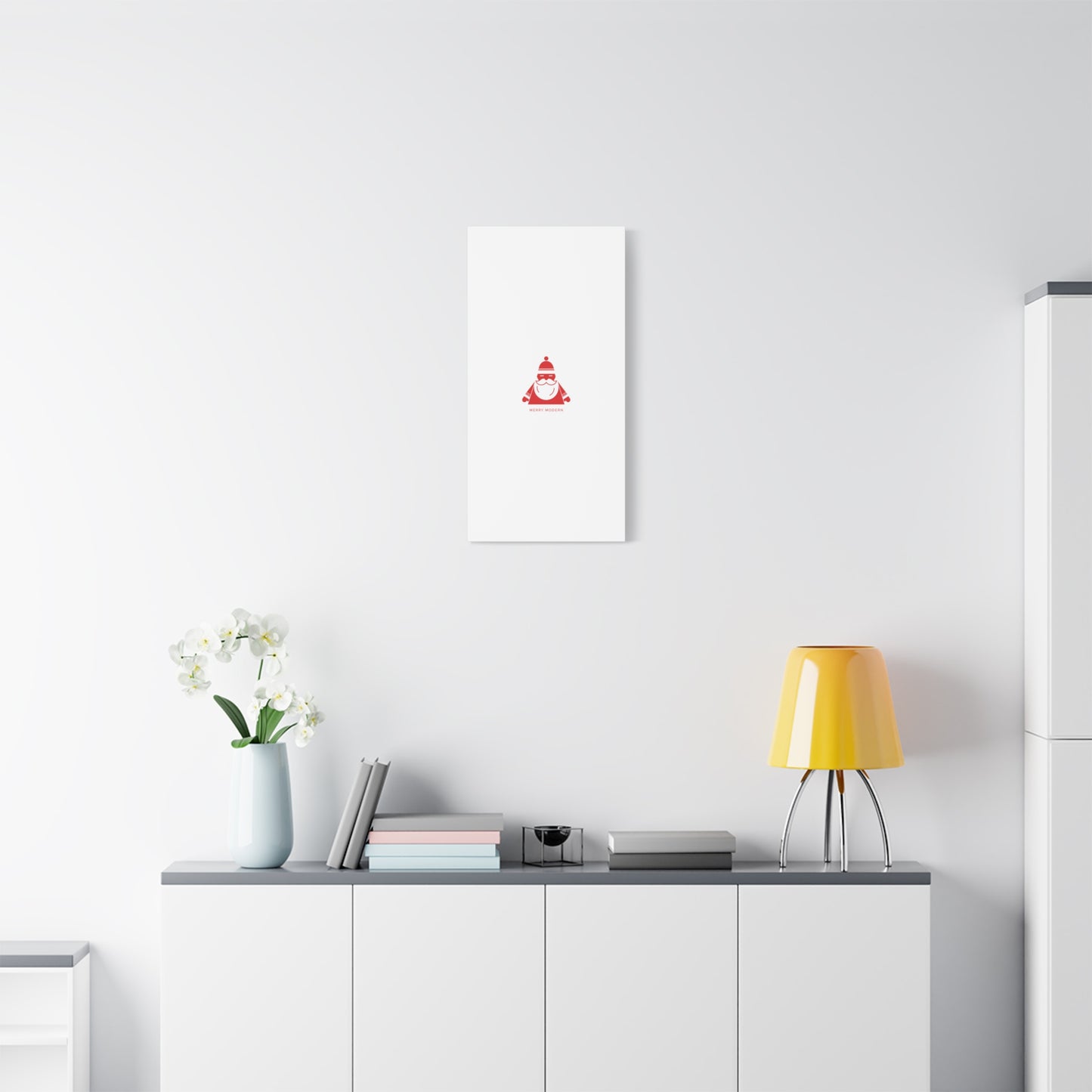 Minimal Santa Graphic Canvas | Modern Santa Graphic, Geometric Christmas Art