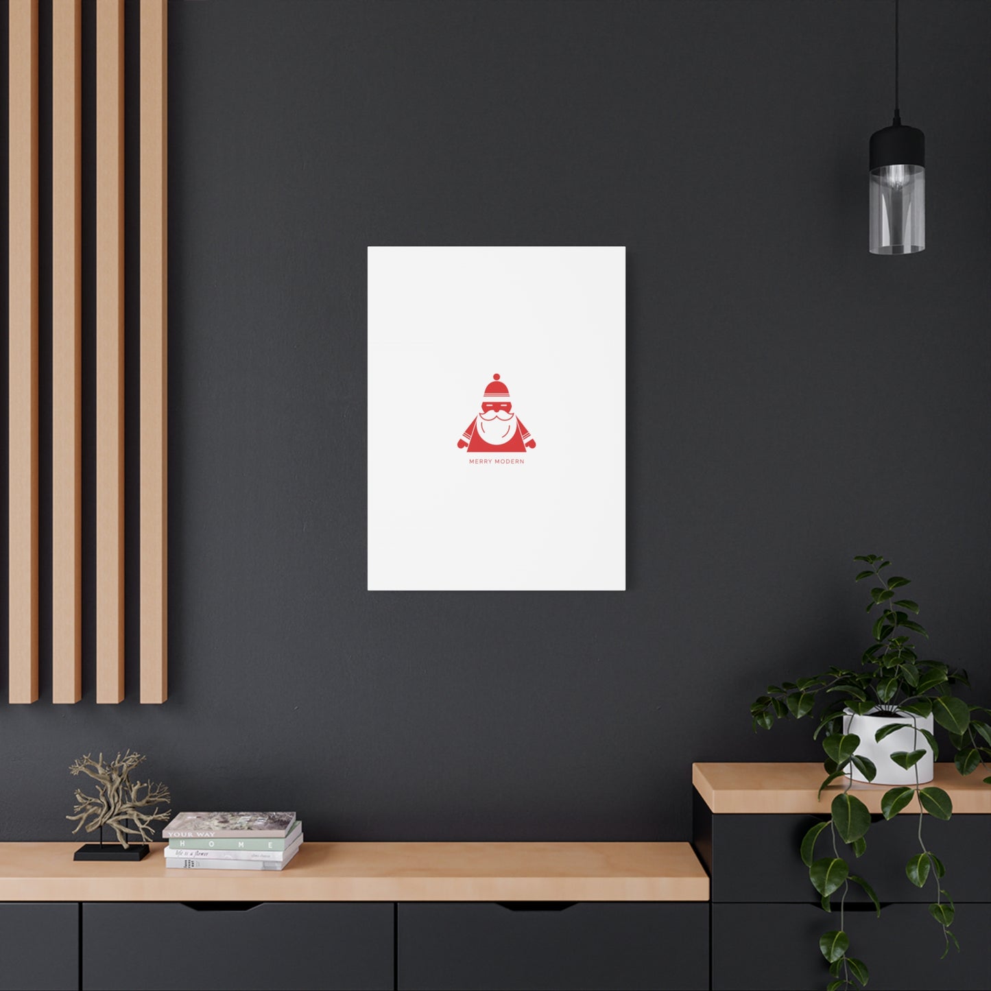 Minimal Santa Graphic Canvas | Modern Santa Graphic, Geometric Christmas Art