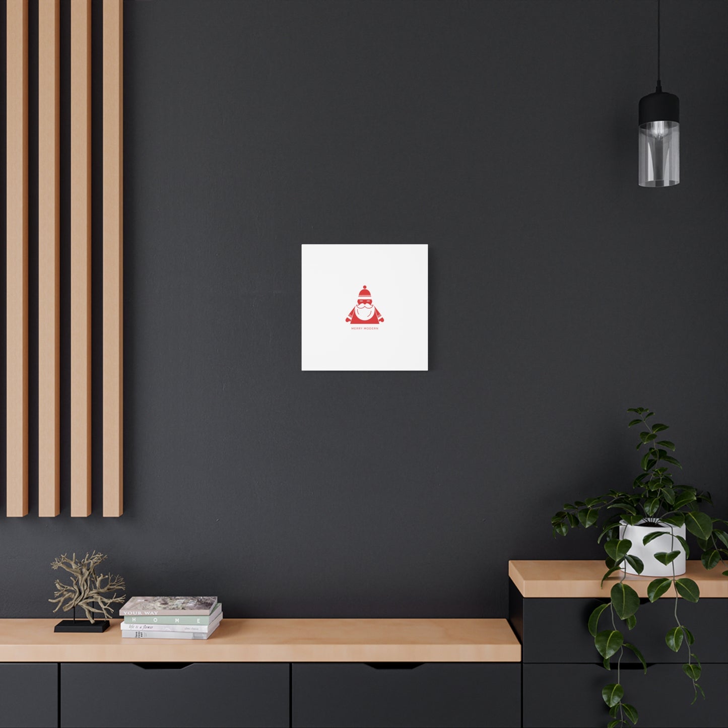 Minimal Santa Graphic Canvas | Modern Santa Graphic, Geometric Christmas Art