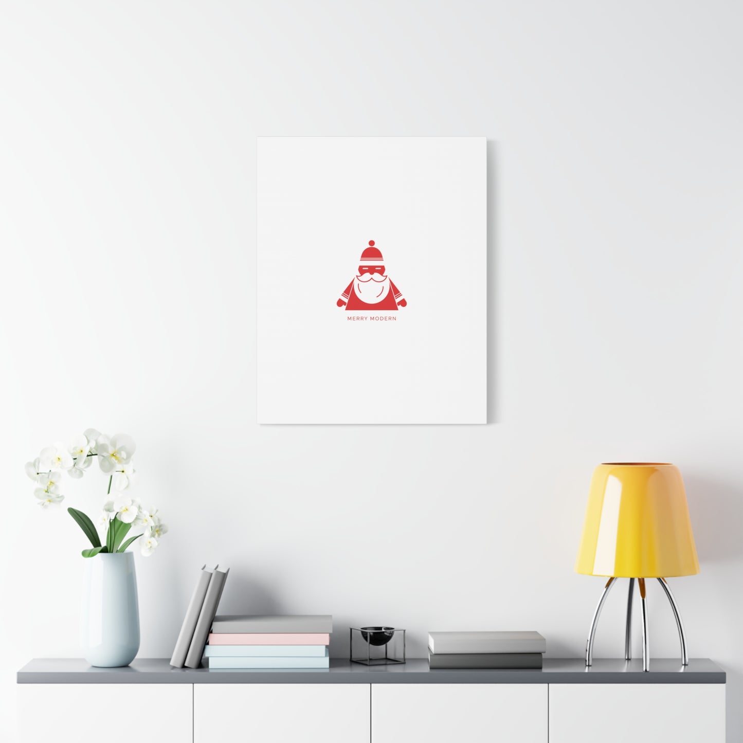 Minimal Santa Graphic Canvas | Modern Santa Graphic, Geometric Christmas Art