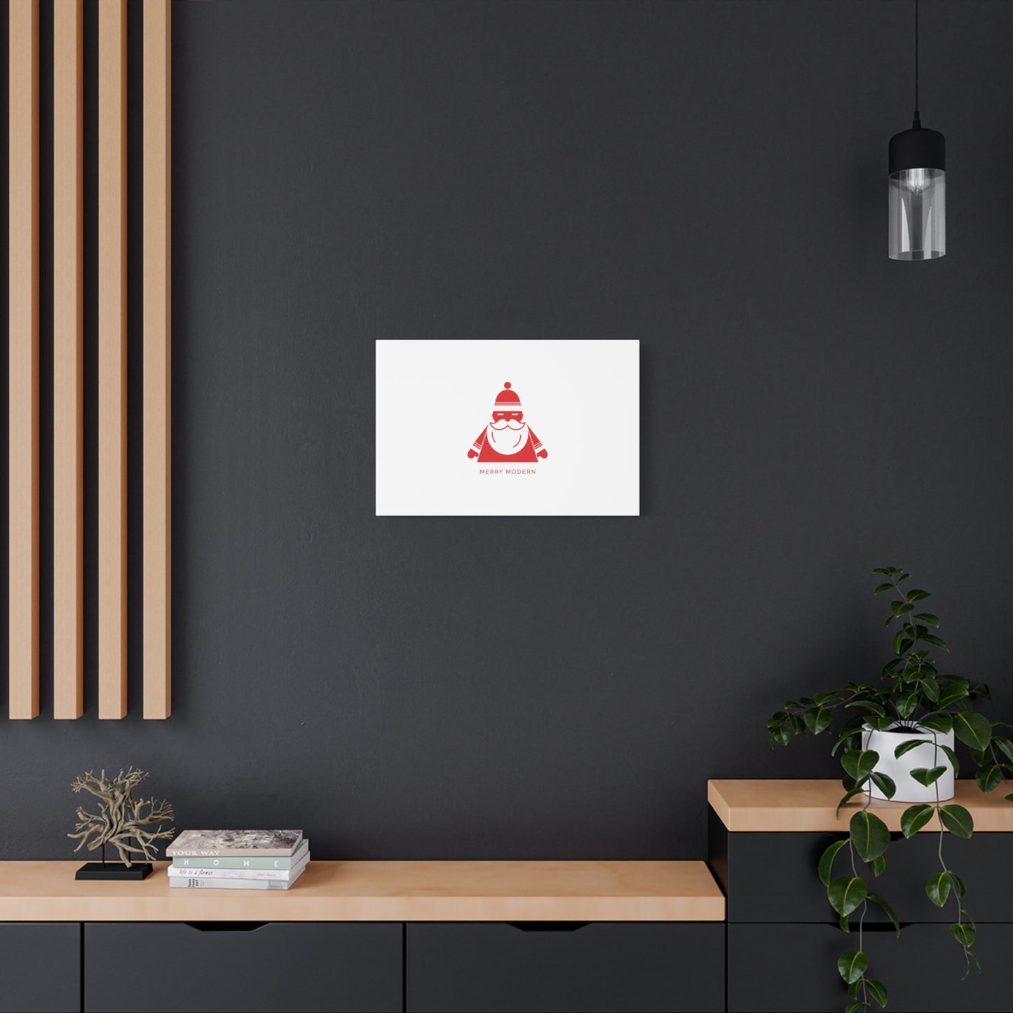 Minimal Santa Graphic Canvas | Modern Santa Graphic, Geometric Christmas Art