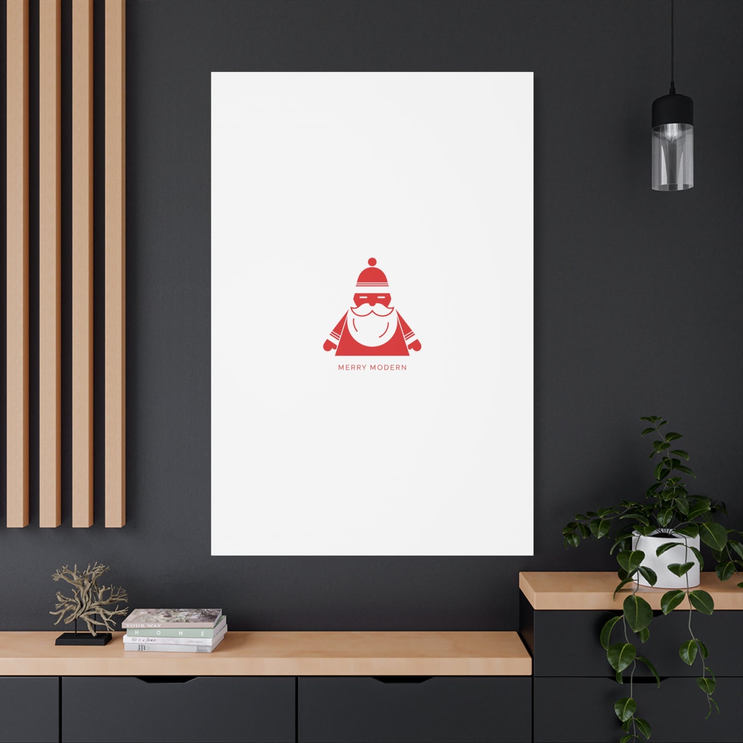 Minimal Santa Graphic Canvas | Modern Santa Graphic, Geometric Christmas Art