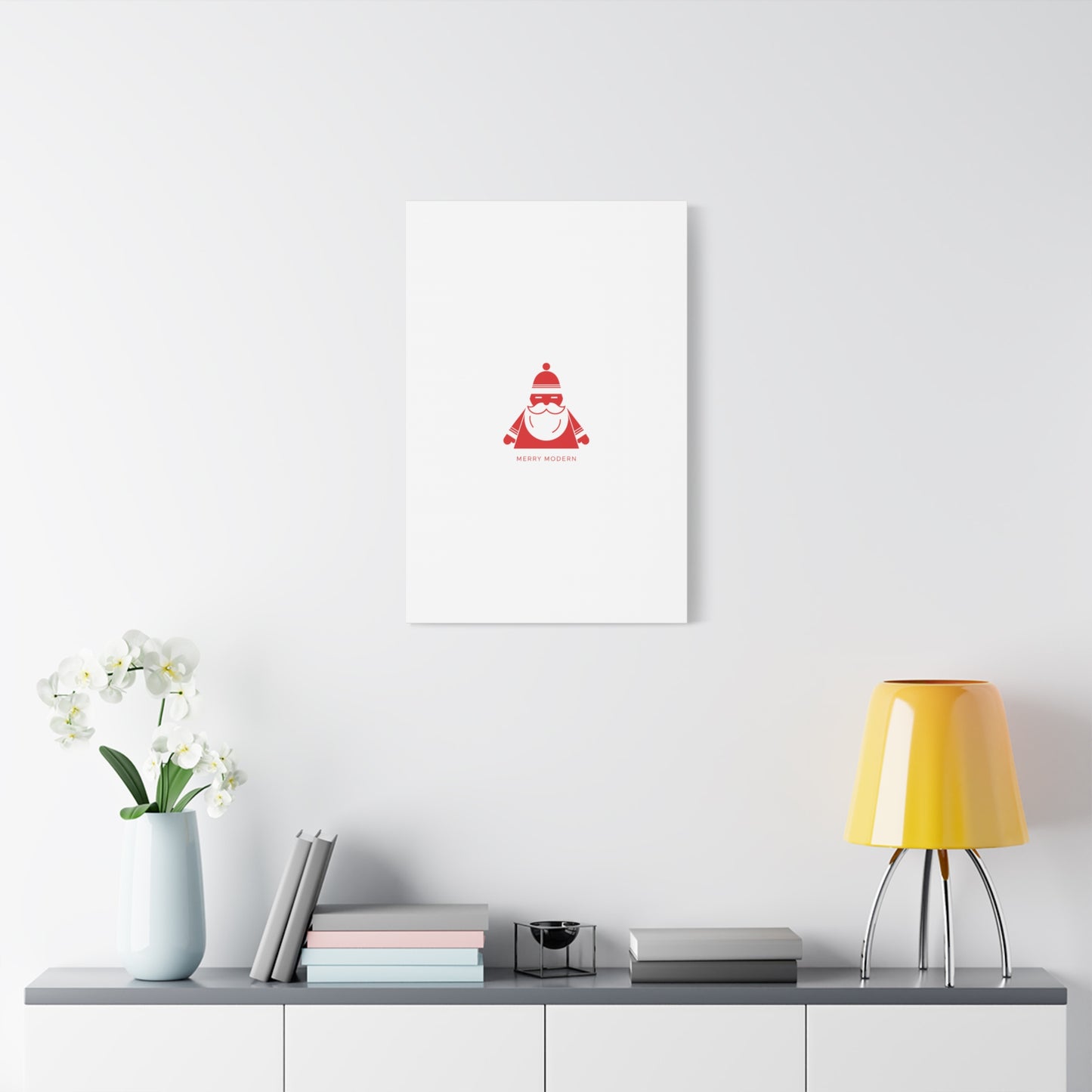 Minimal Santa Graphic Canvas | Modern Santa Graphic, Geometric Christmas Art