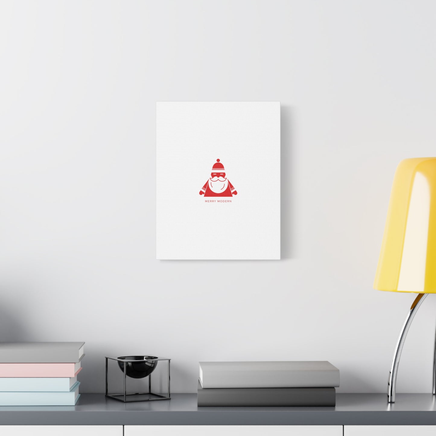 Minimal Santa Graphic Canvas | Modern Santa Graphic, Geometric Christmas Art
