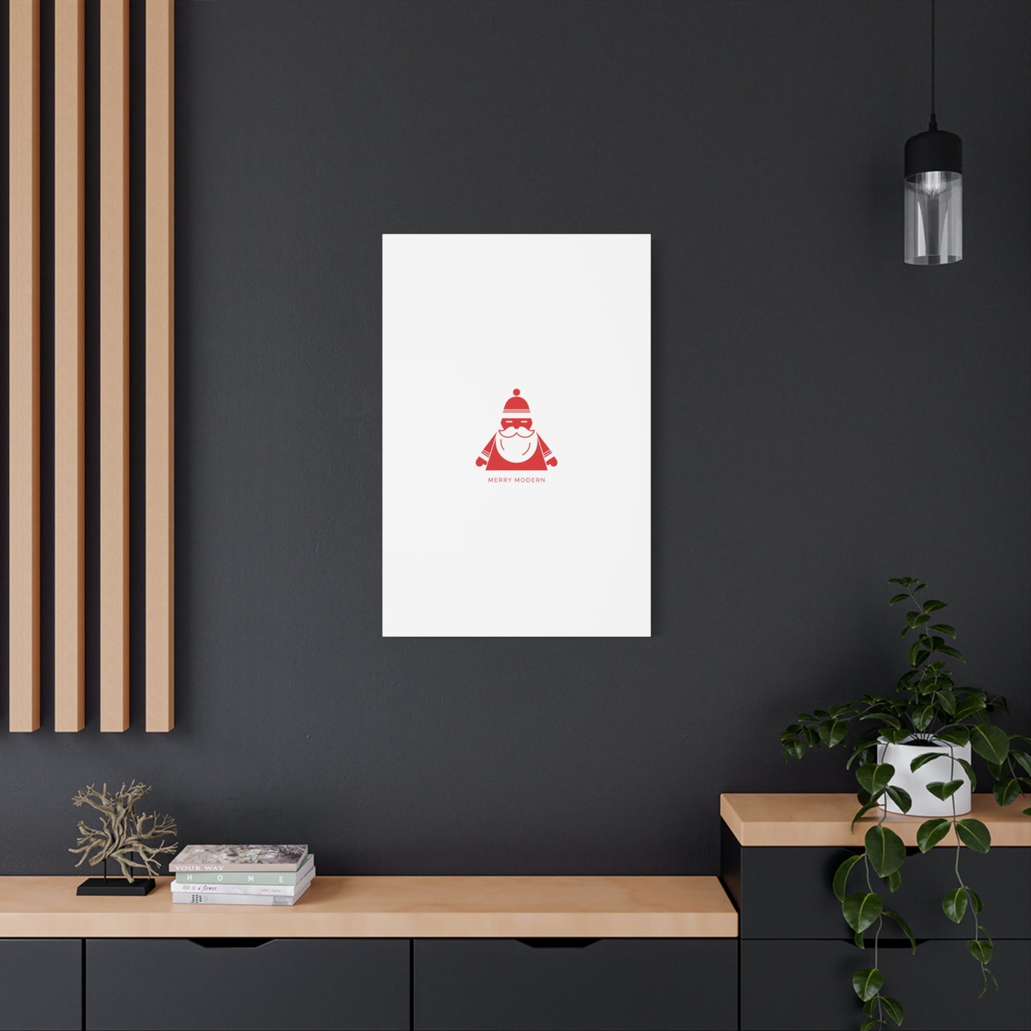 Minimal Santa Graphic Canvas | Modern Santa Graphic, Geometric Christmas Art