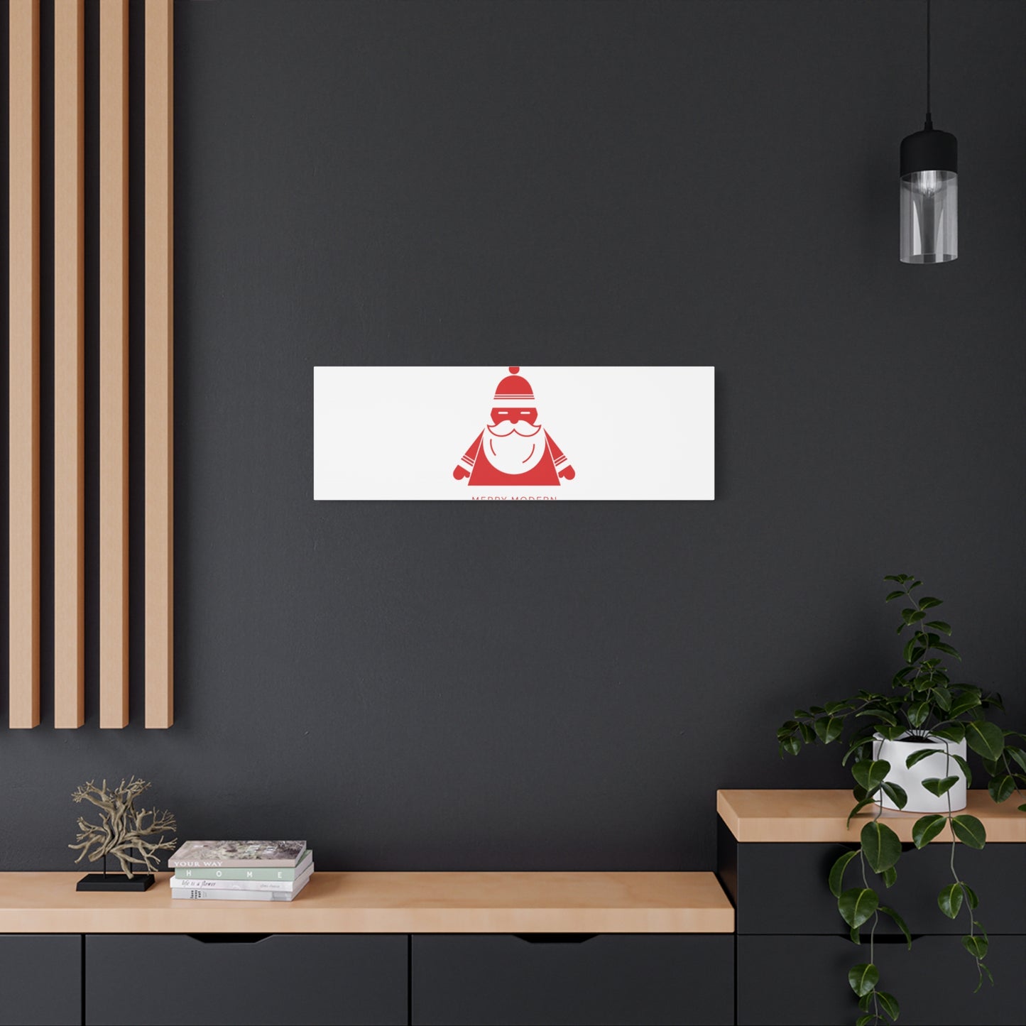 Minimal Santa Graphic Canvas | Modern Santa Graphic, Geometric Christmas Art