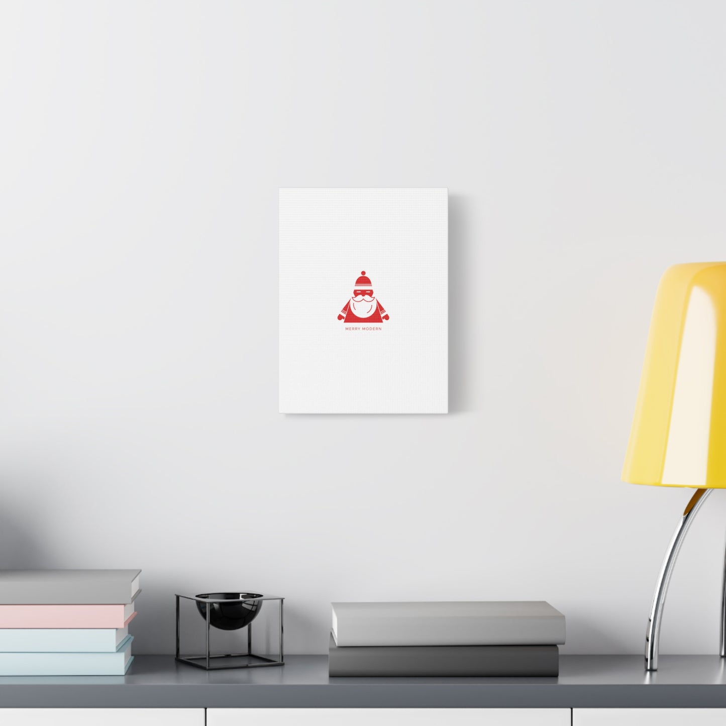 Minimal Santa Graphic Canvas | Modern Santa Graphic, Geometric Christmas Art