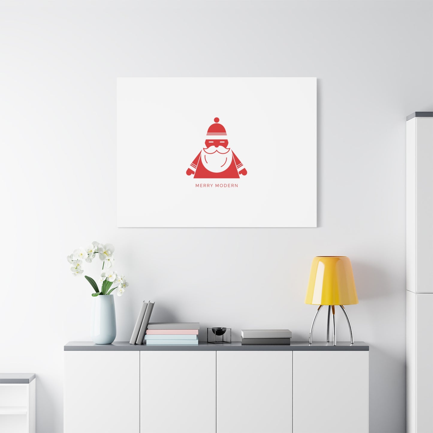 Minimal Santa Graphic Canvas | Modern Santa Graphic, Geometric Christmas Art