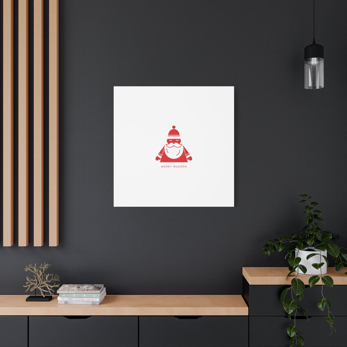 Minimal Santa Graphic Canvas | Modern Santa Graphic, Geometric Christmas Art