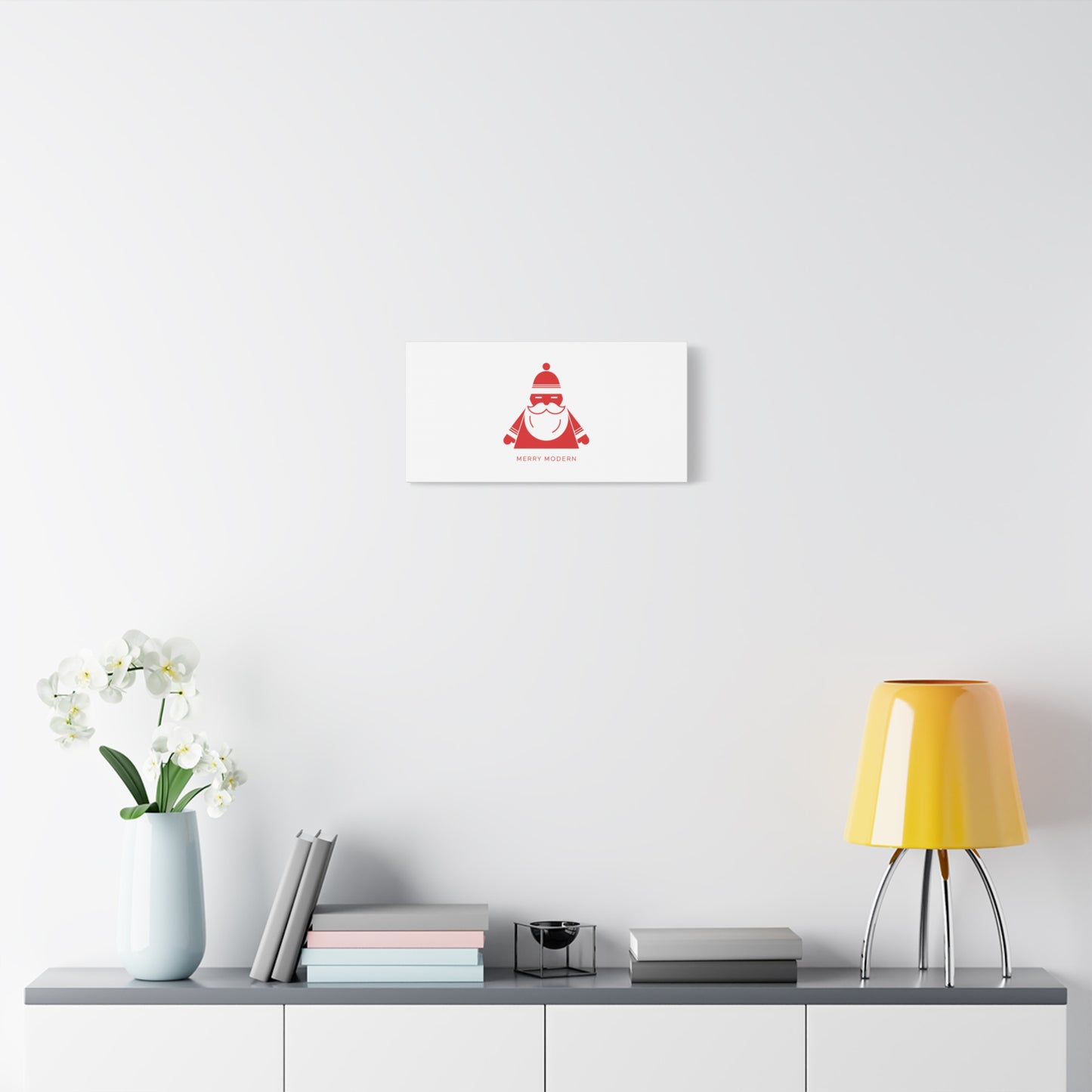 Minimal Santa Graphic Canvas | Modern Santa Graphic, Geometric Christmas Art