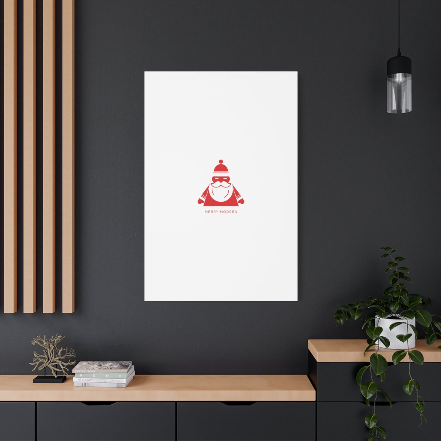 Minimal Santa Graphic Canvas | Modern Santa Graphic, Geometric Christmas Art