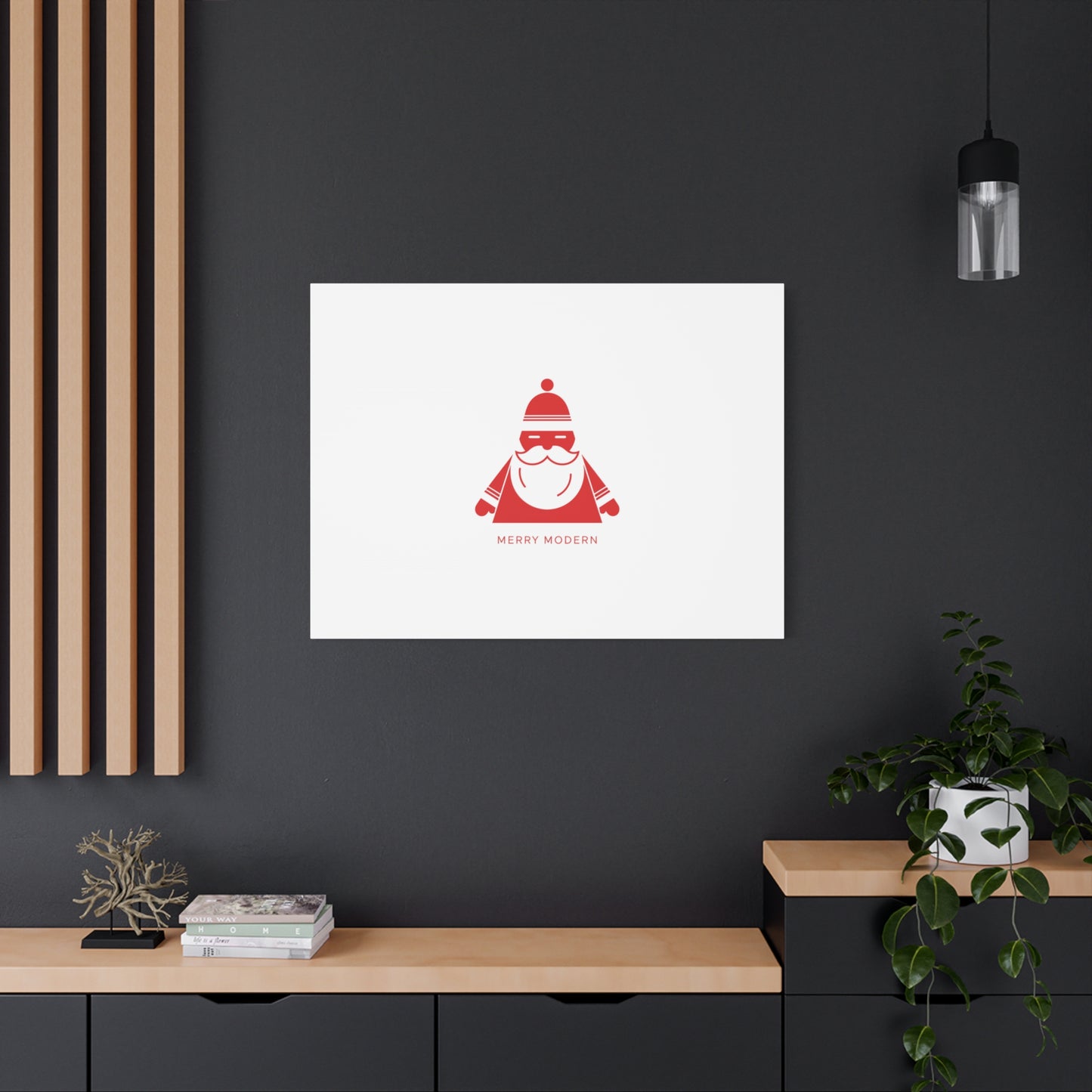 Minimal Santa Graphic Canvas | Modern Santa Graphic, Geometric Christmas Art