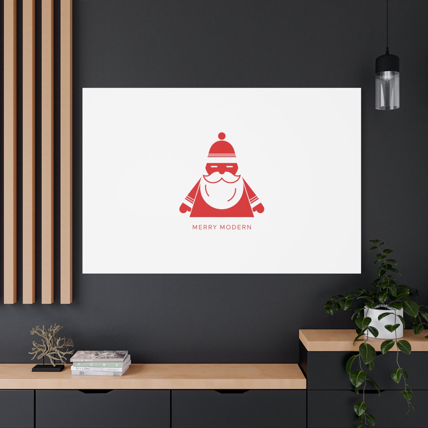 Minimal Santa Graphic Canvas | Modern Santa Graphic, Geometric Christmas Art
