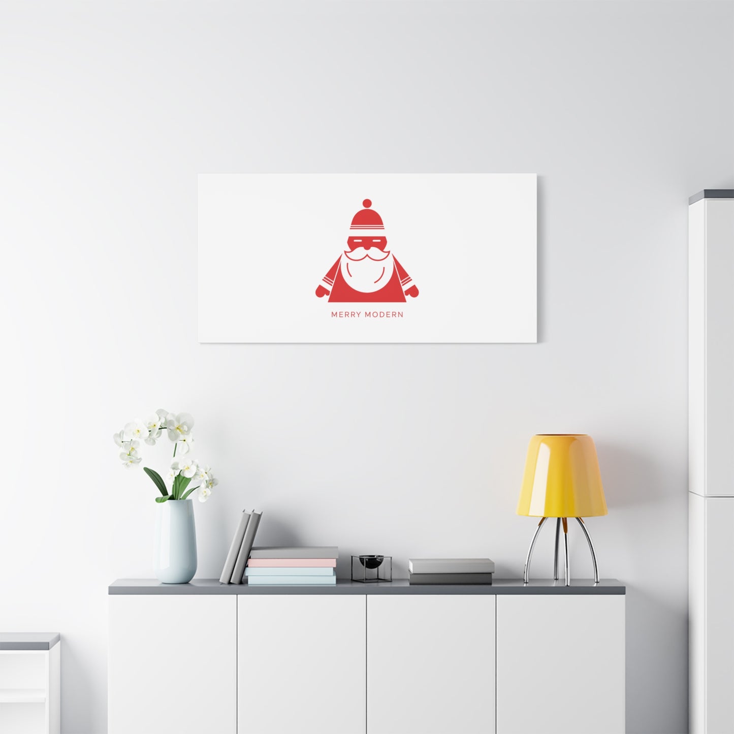 Minimal Santa Graphic Canvas | Modern Santa Graphic, Geometric Christmas Art