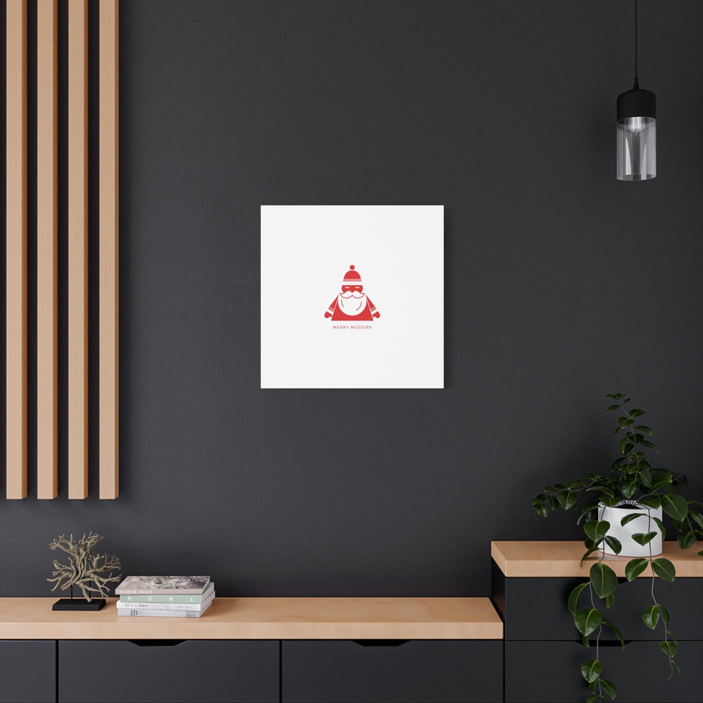 Minimal Santa Graphic Canvas | Modern Santa Graphic, Geometric Christmas Art