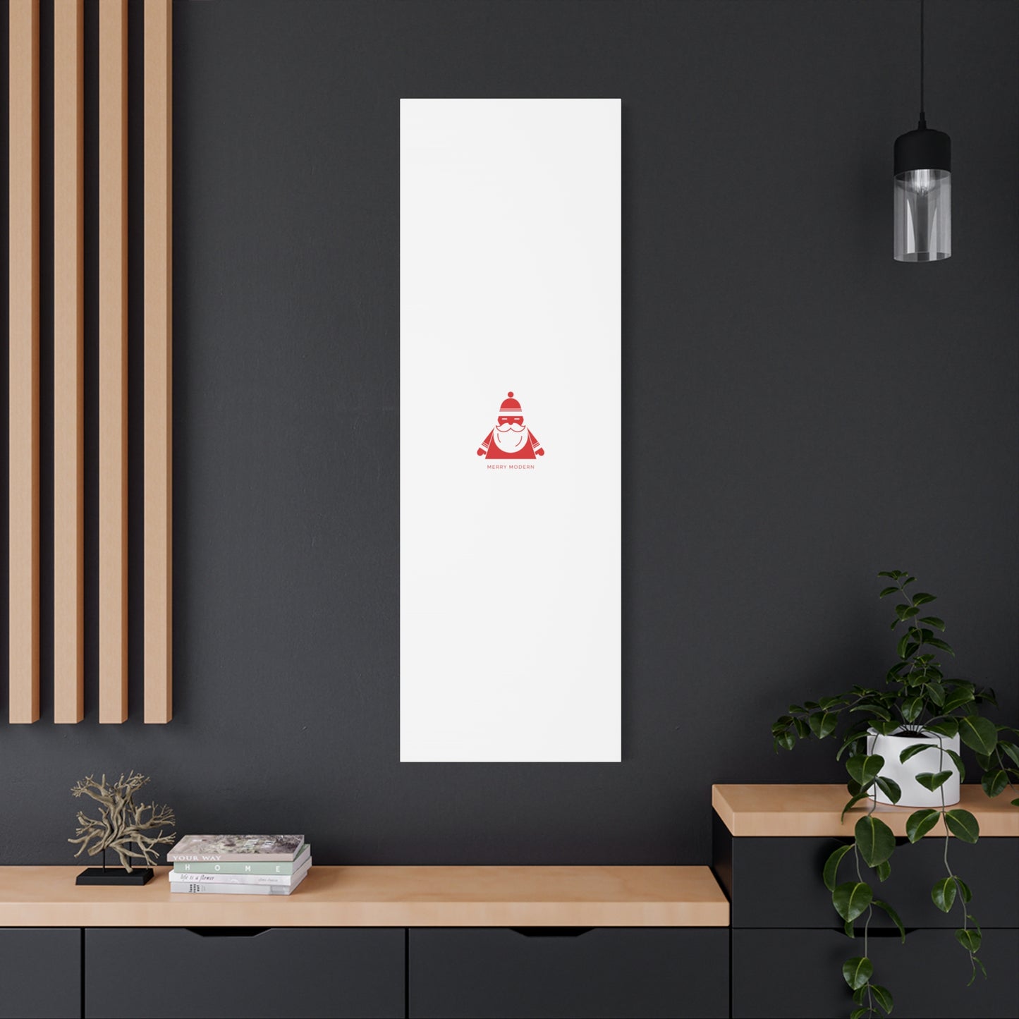 Minimal Santa Graphic Canvas | Modern Santa Graphic, Geometric Christmas Art