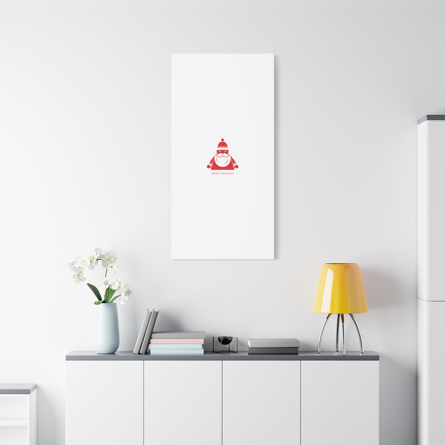 Minimal Santa Graphic Canvas | Modern Santa Graphic, Geometric Christmas Art