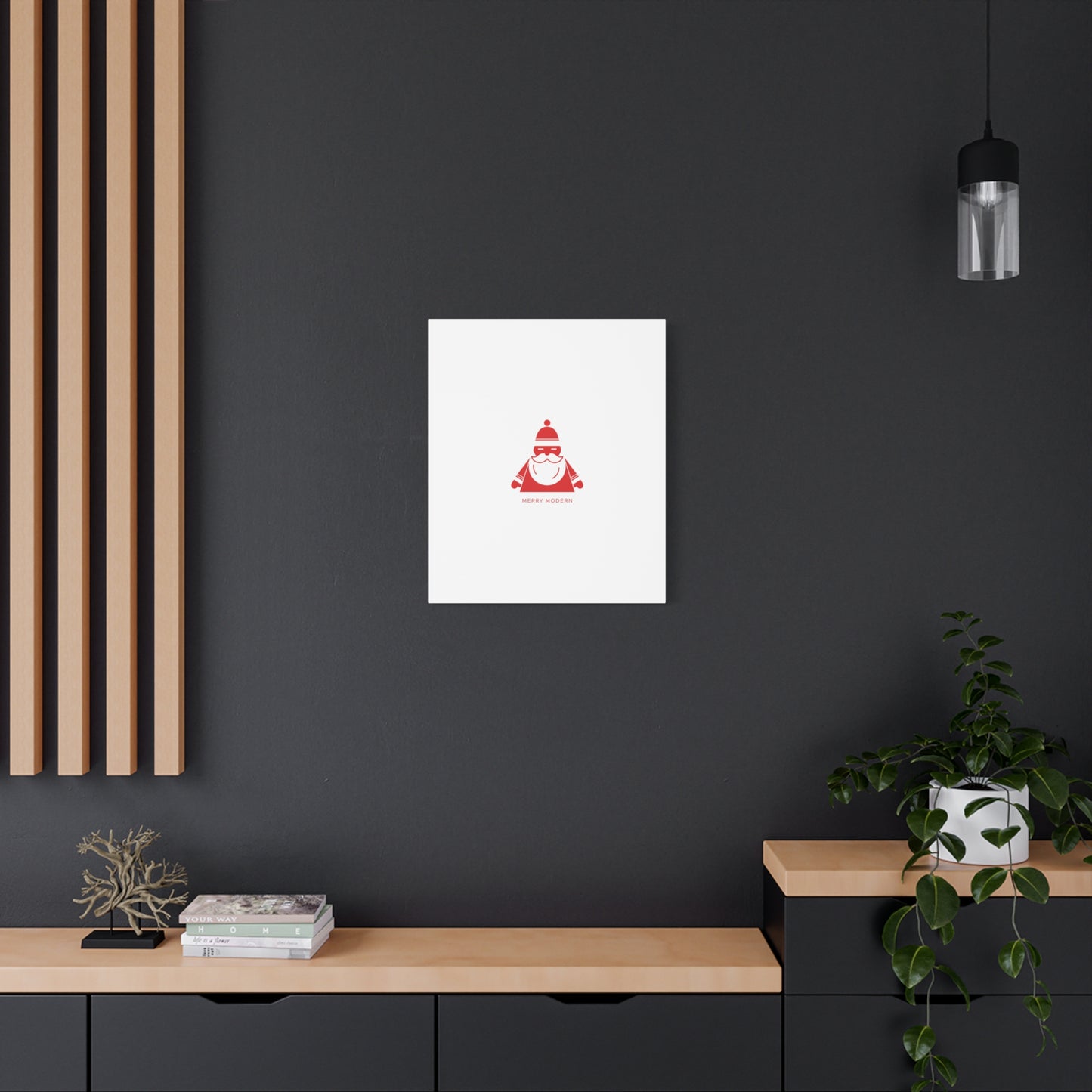 Minimal Santa Graphic Canvas | Modern Santa Graphic, Geometric Christmas Art