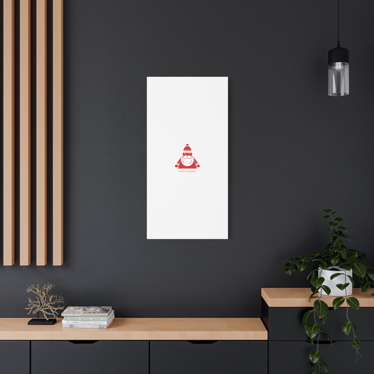 Minimal Santa Graphic Canvas | Modern Santa Graphic, Geometric Christmas Art