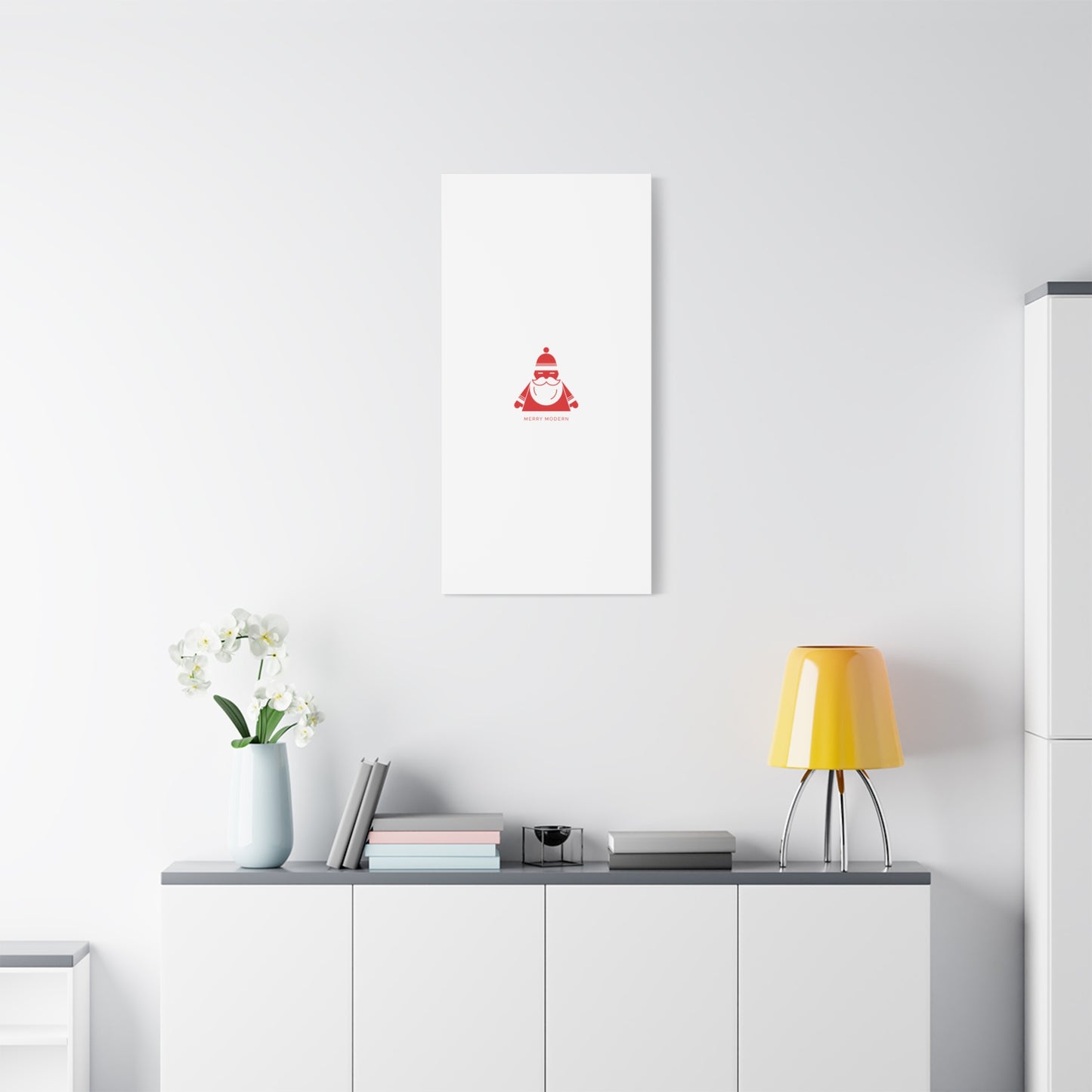 Minimal Santa Graphic Canvas | Modern Santa Graphic, Geometric Christmas Art