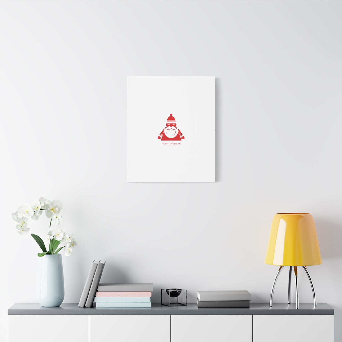 Minimal Santa Graphic Canvas | Modern Santa Graphic, Geometric Christmas Art
