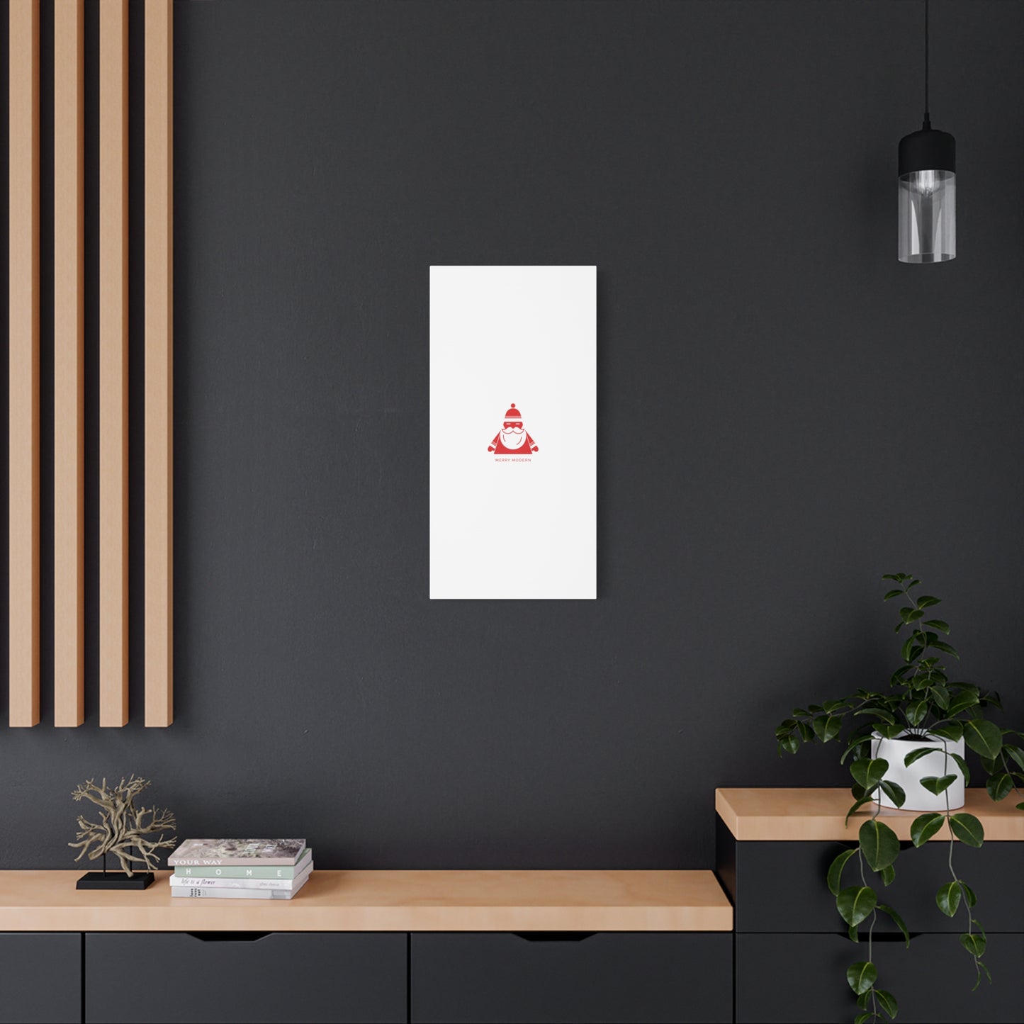 Minimal Santa Graphic Canvas | Modern Santa Graphic, Geometric Christmas Art
