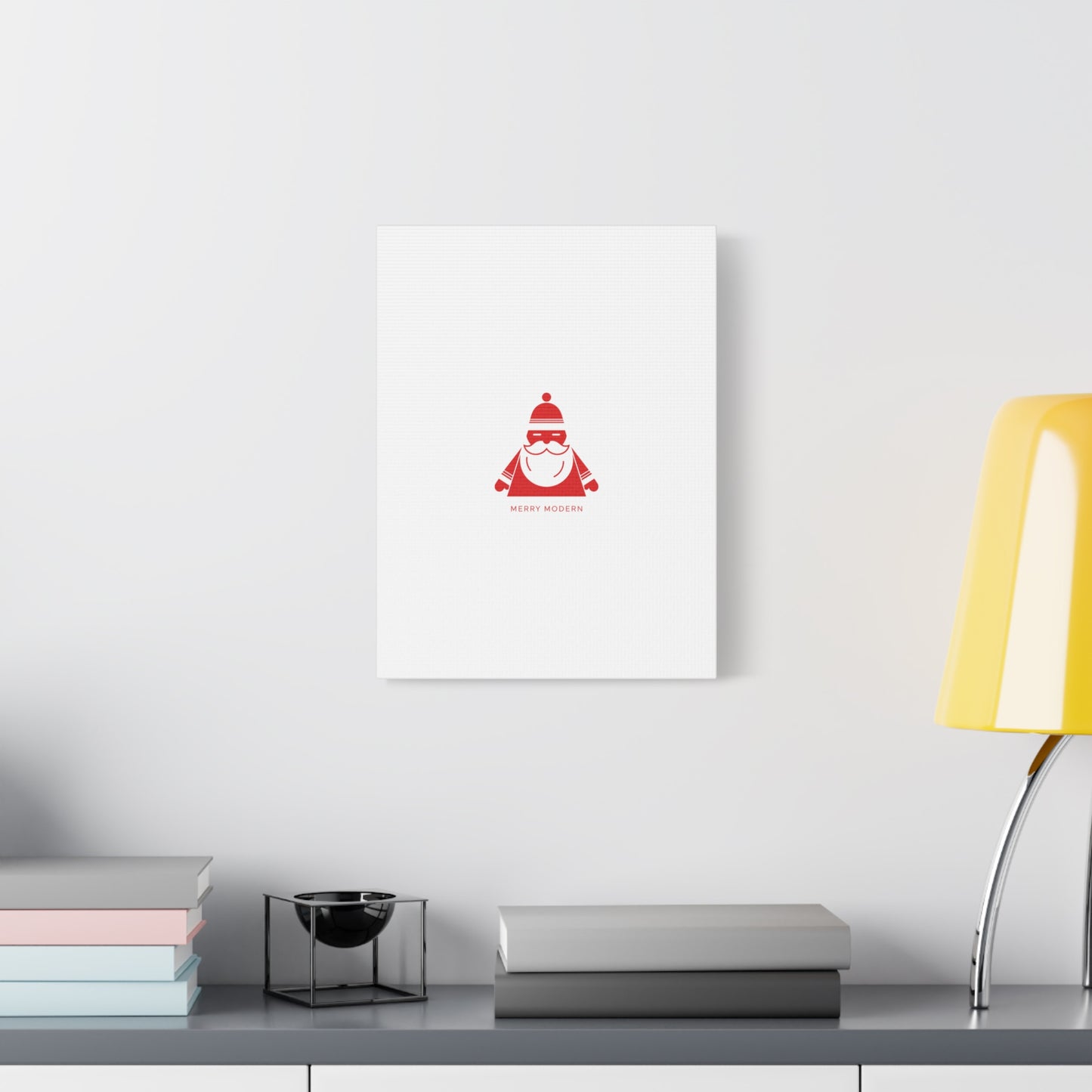 Minimal Santa Graphic Canvas | Modern Santa Graphic, Geometric Christmas Art