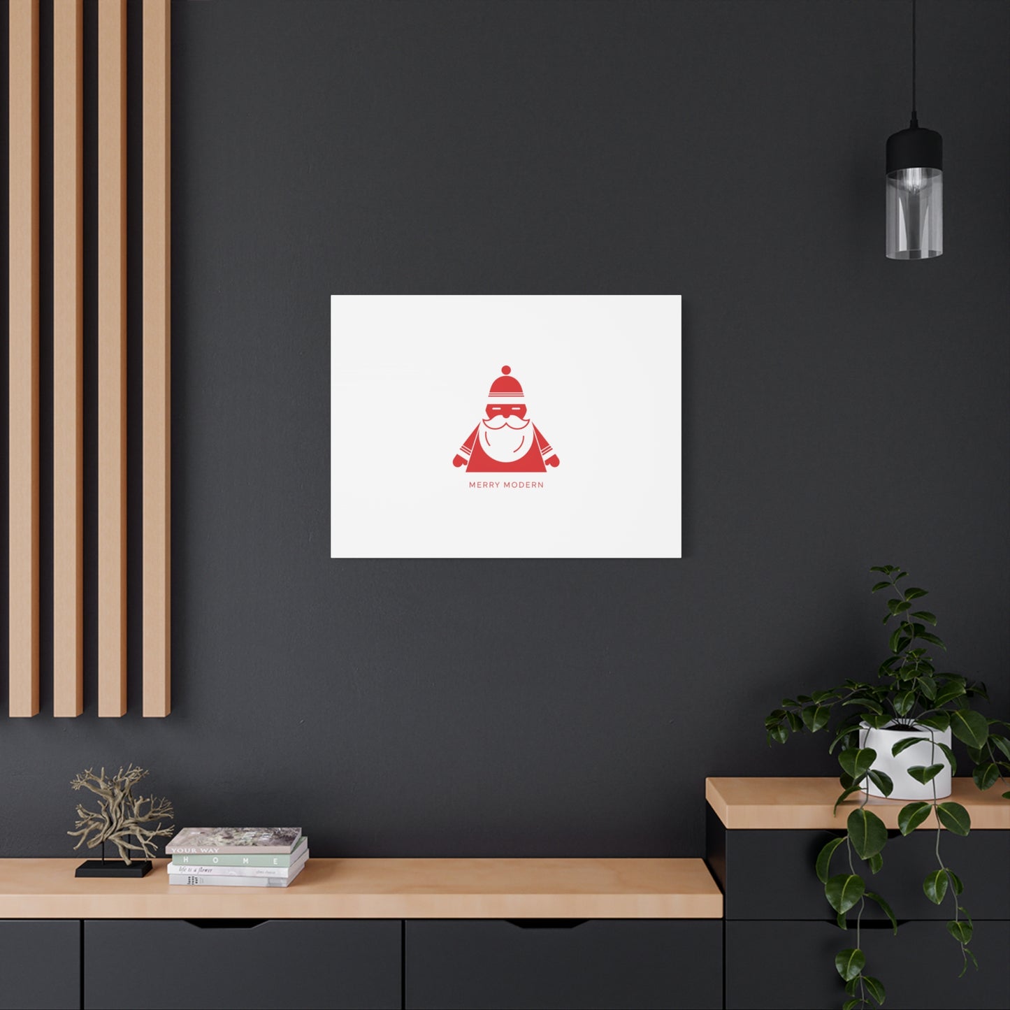 Minimal Santa Graphic Canvas | Modern Santa Graphic, Geometric Christmas Art