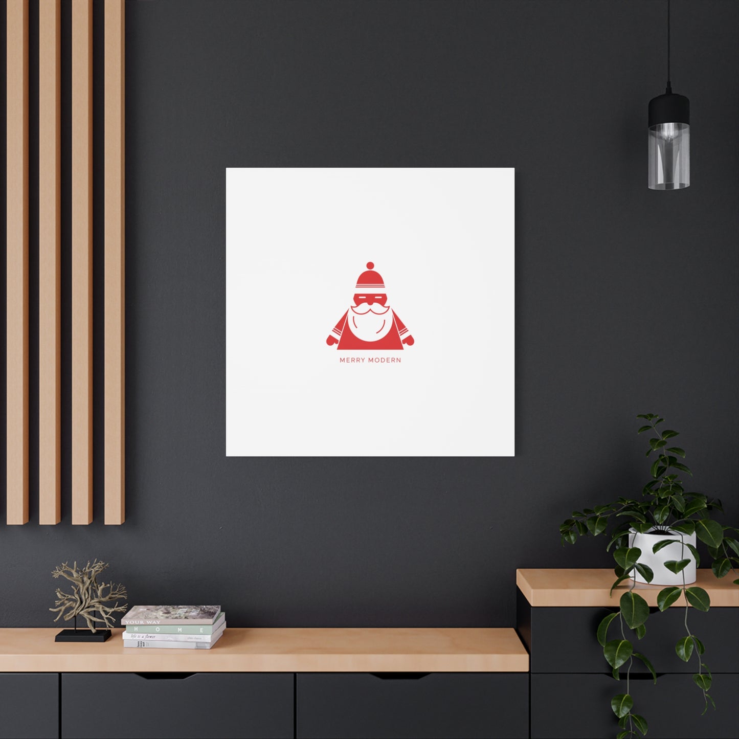 Minimal Santa Graphic Canvas | Modern Santa Graphic, Geometric Christmas Art