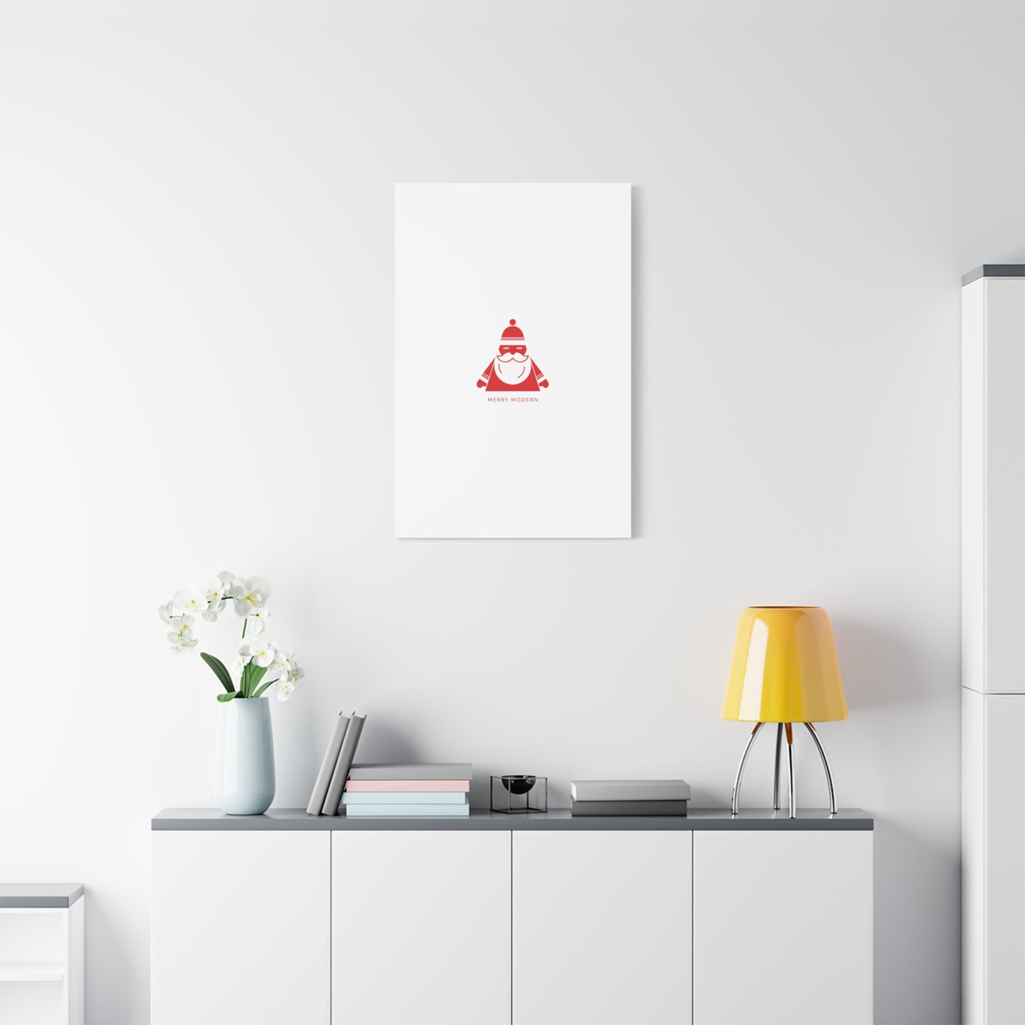 Minimal Santa Graphic Canvas | Modern Santa Graphic, Geometric Christmas Art