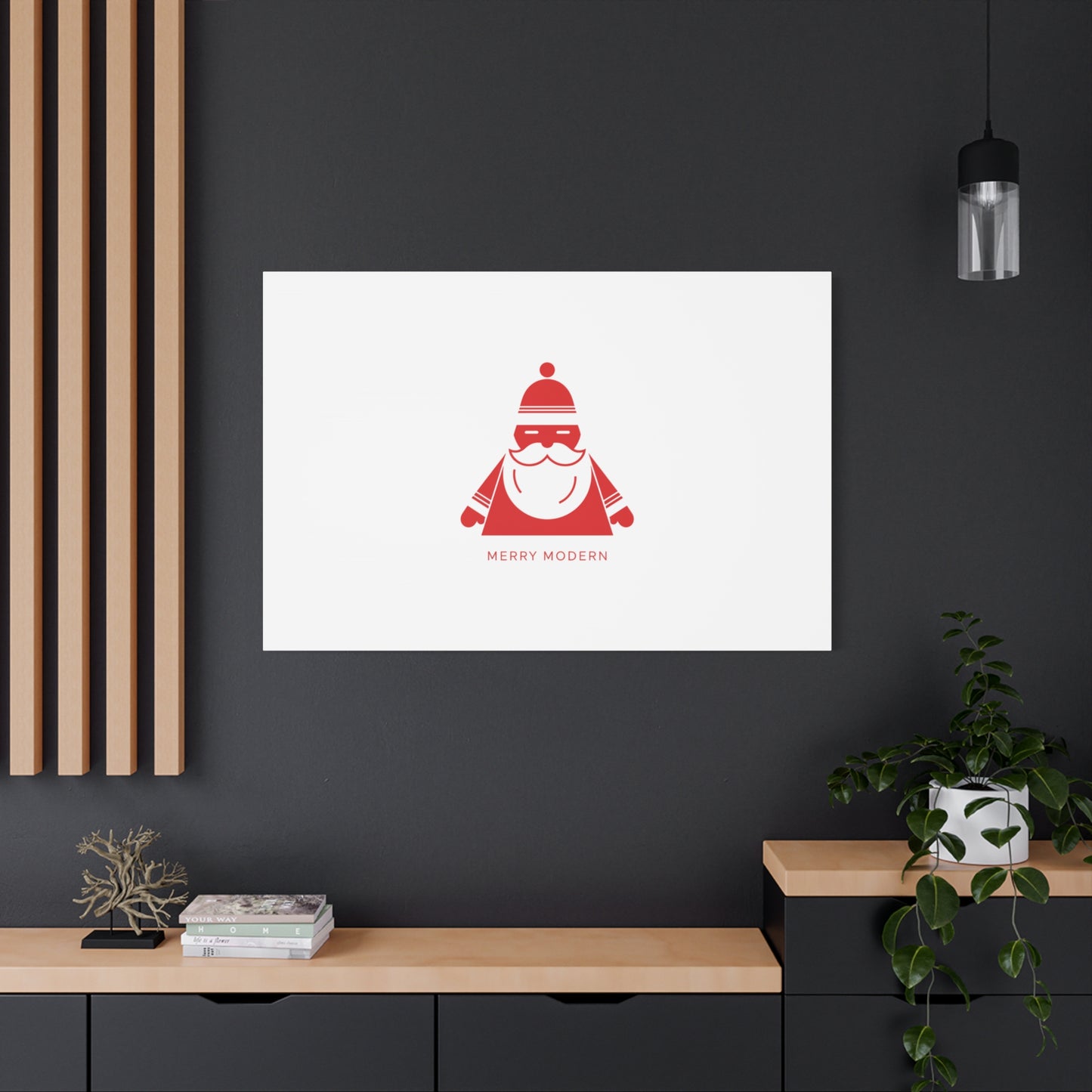 Minimal Santa Graphic Canvas | Modern Santa Graphic, Geometric Christmas Art