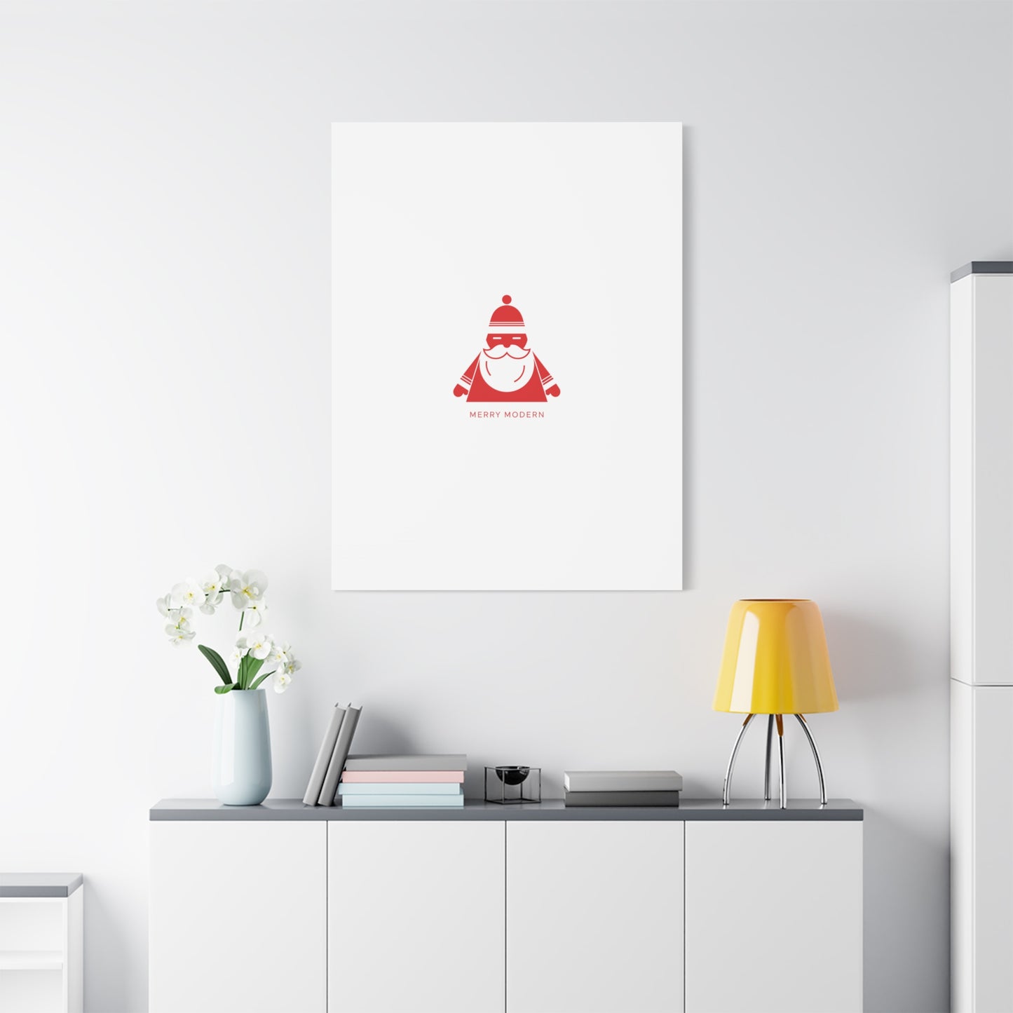 Minimal Santa Graphic Canvas | Modern Santa Graphic, Geometric Christmas Art