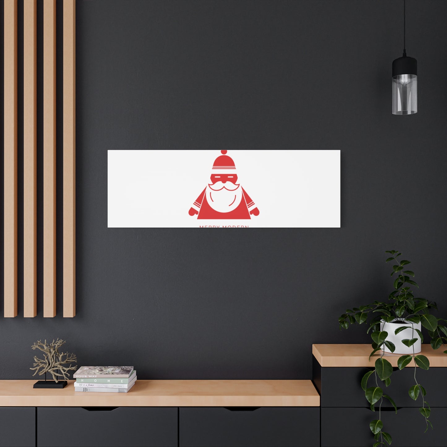 Minimal Santa Graphic Canvas | Modern Santa Graphic, Geometric Christmas Art