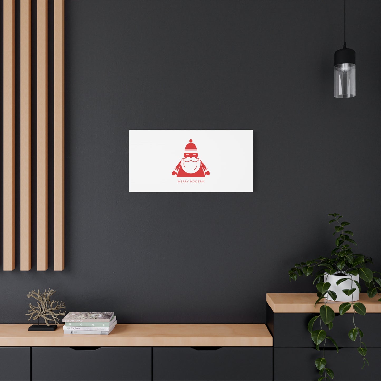Minimal Santa Graphic Canvas | Modern Santa Graphic, Geometric Christmas Art